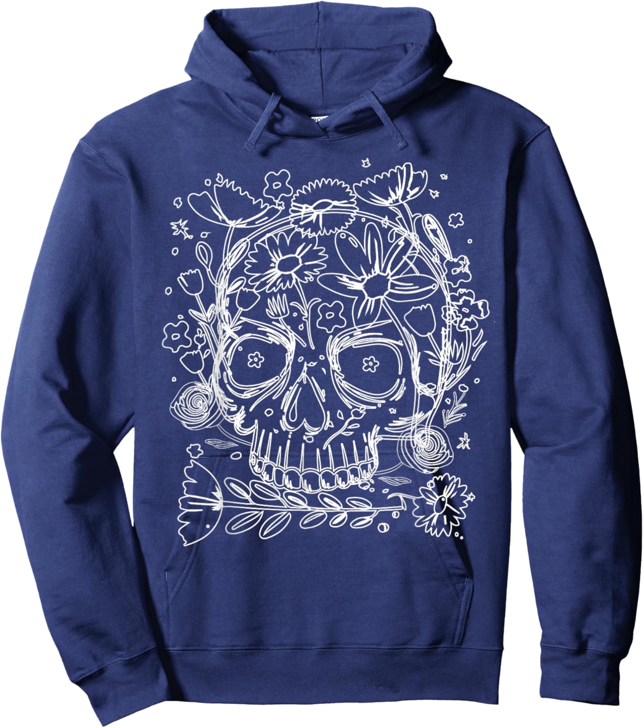 Skull Wildflower Herbal Floral Plants Hoodie - Hoodie | Navy