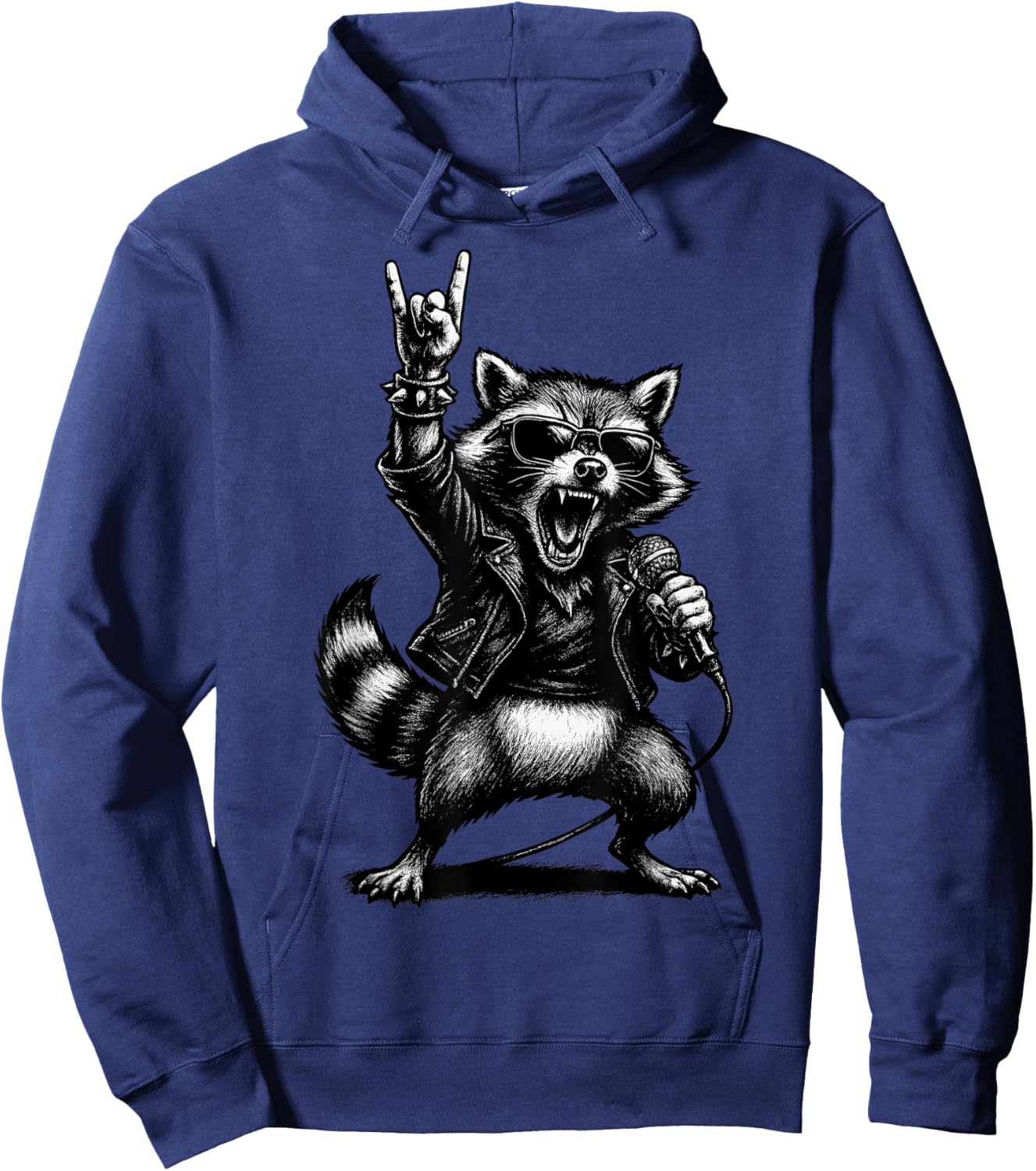 Rock and Roll Raccoon Hoodie - Hoodie | Navy