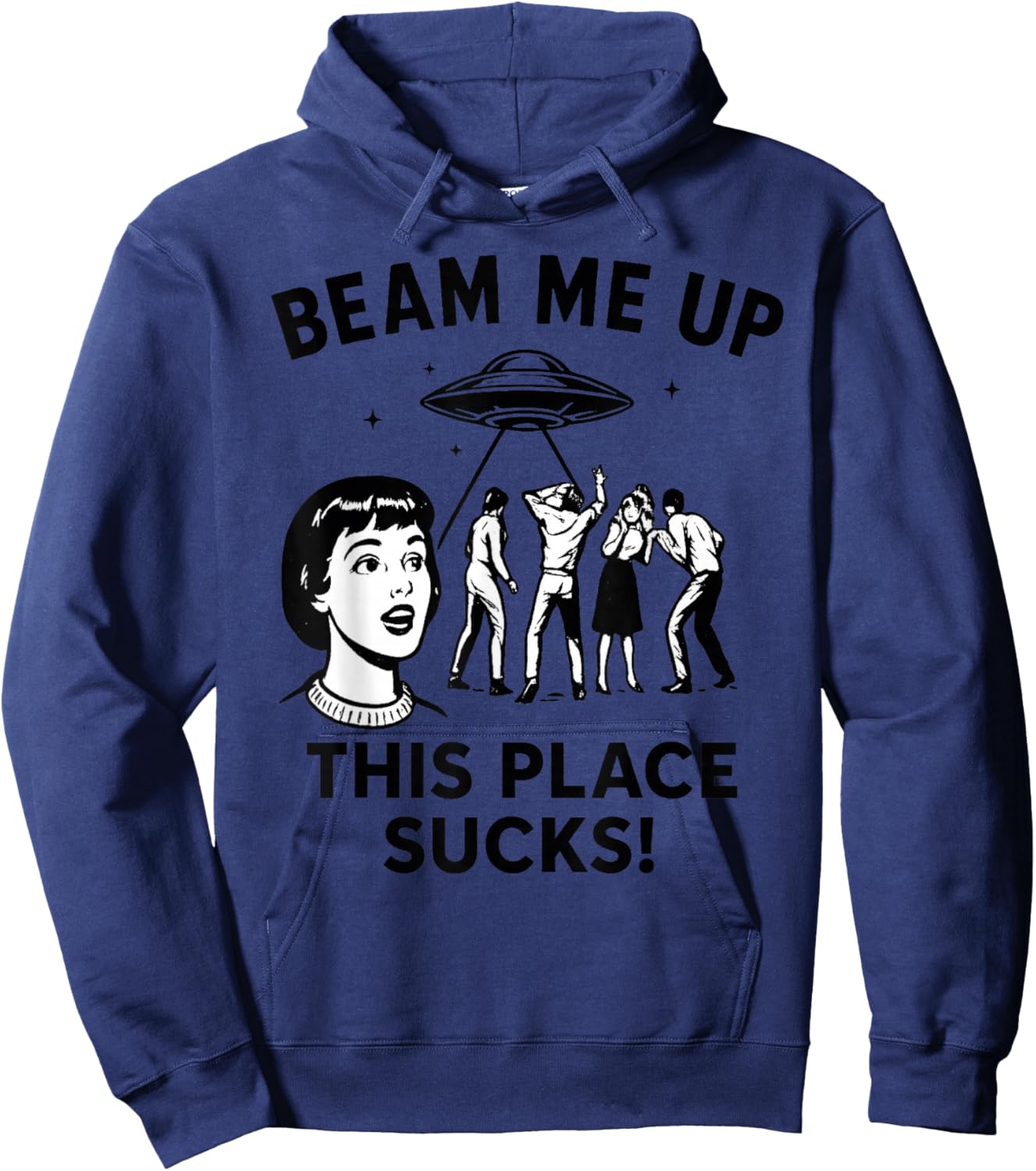 Beam Me Up Funny Space Hoodie - Hoodie | Navy