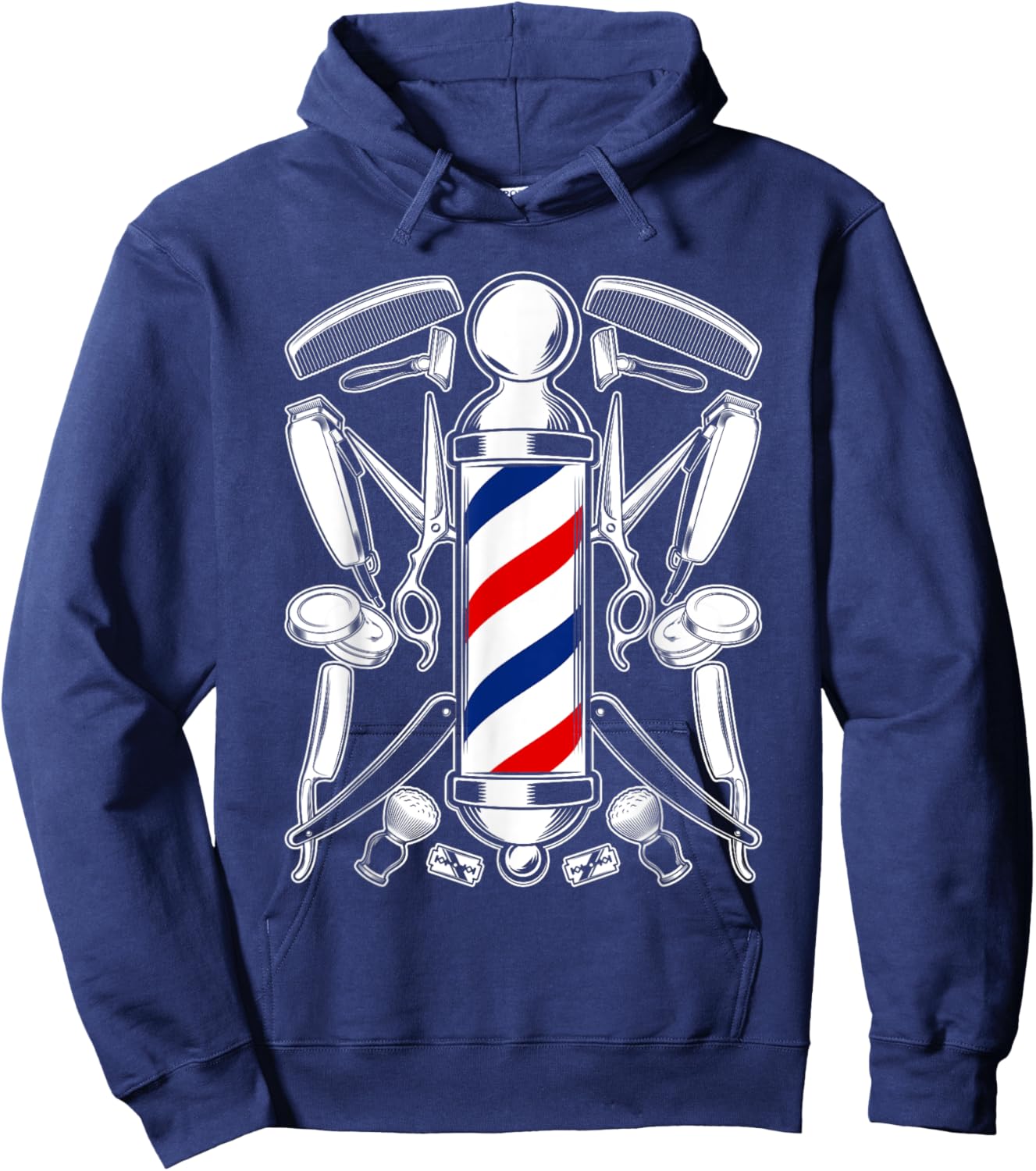 Funny Barber Barbershop Pole Tools Hairstylist Hoodie - Hoodie | Navy