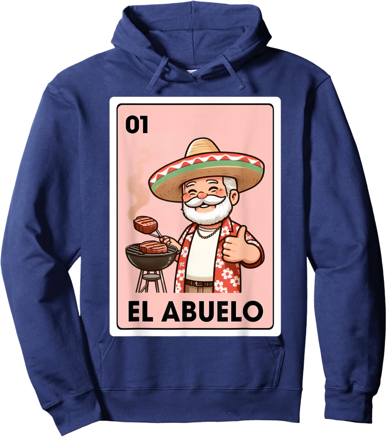 El Abuelo Grilling Grandpa Mexican Bingo Card Hoodie - Hoodie | Navy