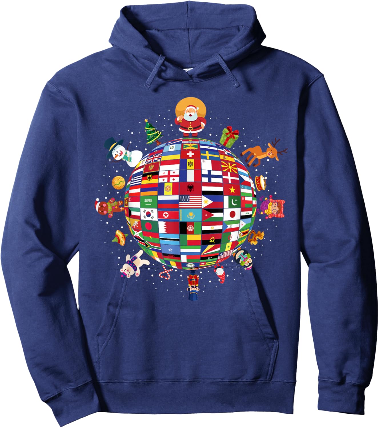 Flags Of The World Christmas Around The Globe Hoodie - Hoodie | Navy