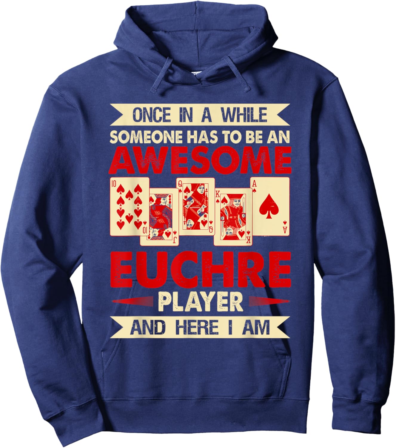 Funny Euchre Card Game Awesome Euchre Player Hoodie - Hoodie | Navy