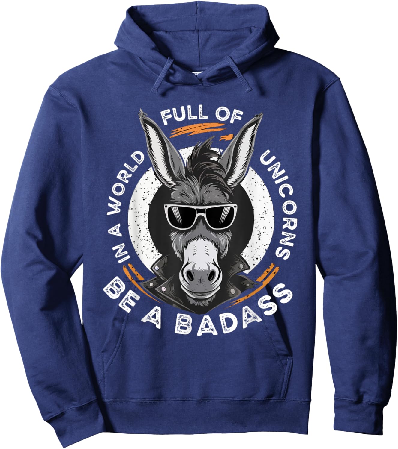 Animal Lover World Of Unicorns Badass Donkey Hoodie - Hoodie | Navy