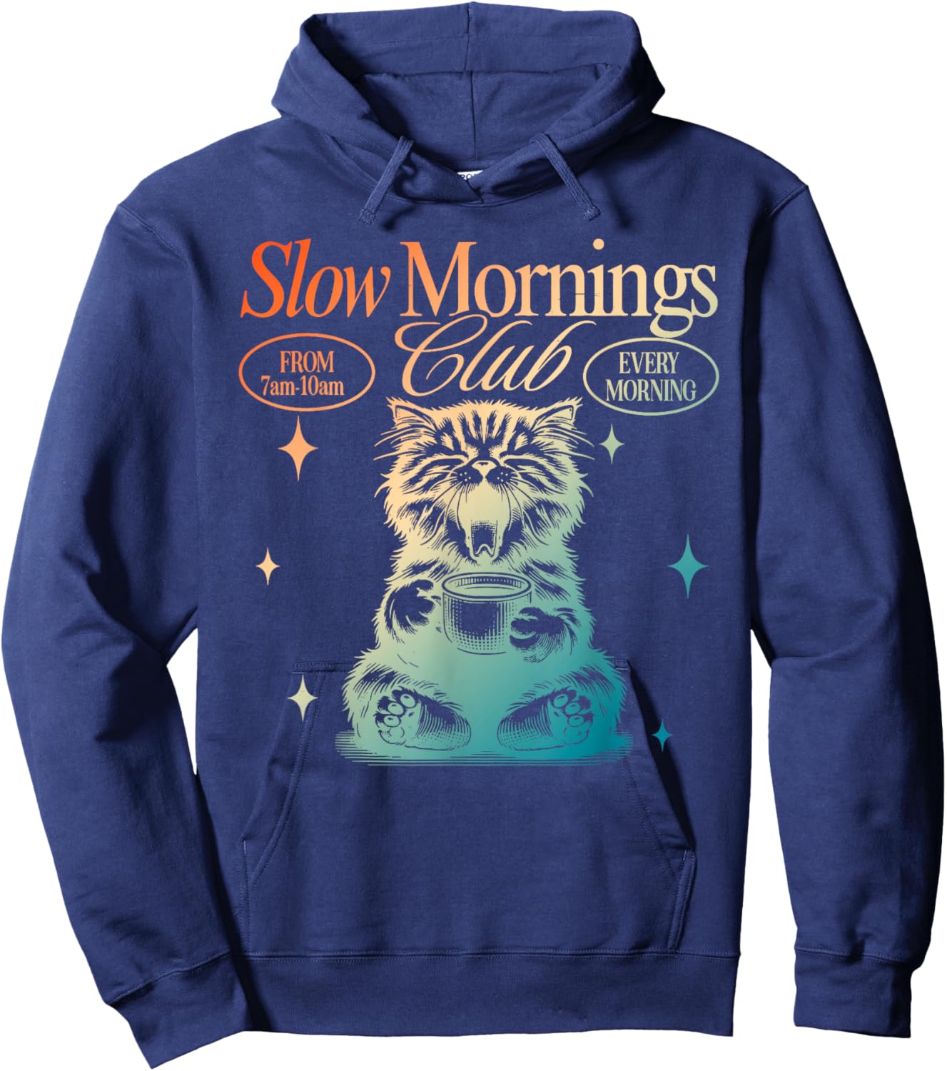 Slow Mornings Club From 7am-10am Every Morning Hoodie - Hoodie | Navy