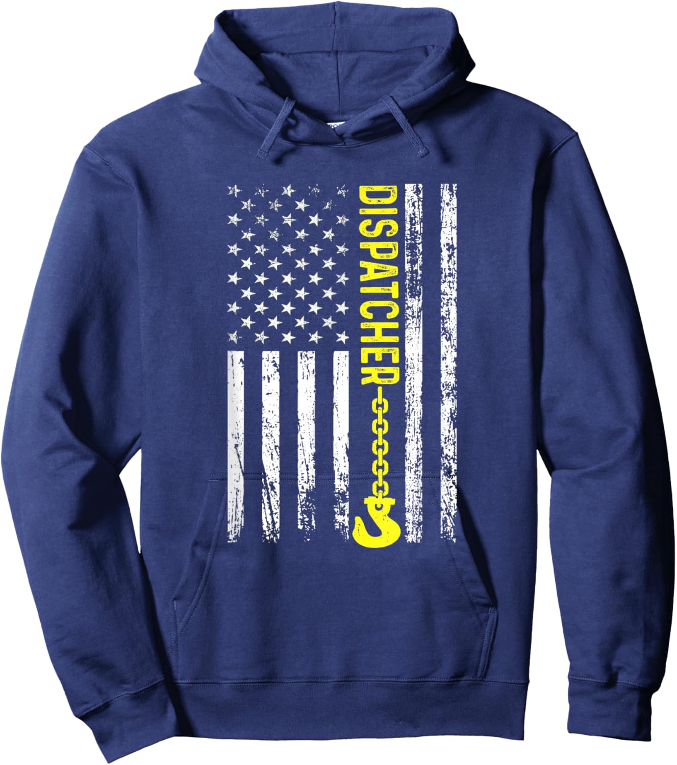 Tow Truck Dispatcher USA Flag Thin Yellow Line Hoodie - Hoodie | Navy
