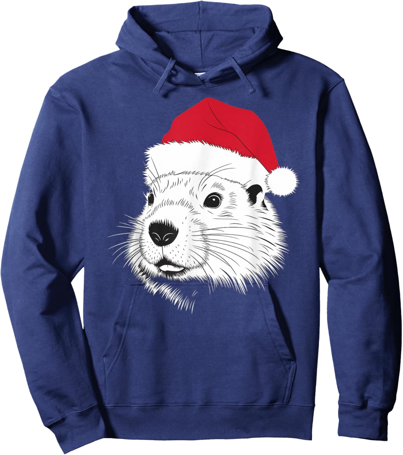 Joyful Groundhog Santa on Groundhog Christmas Hoodie - Hoodie | Navy