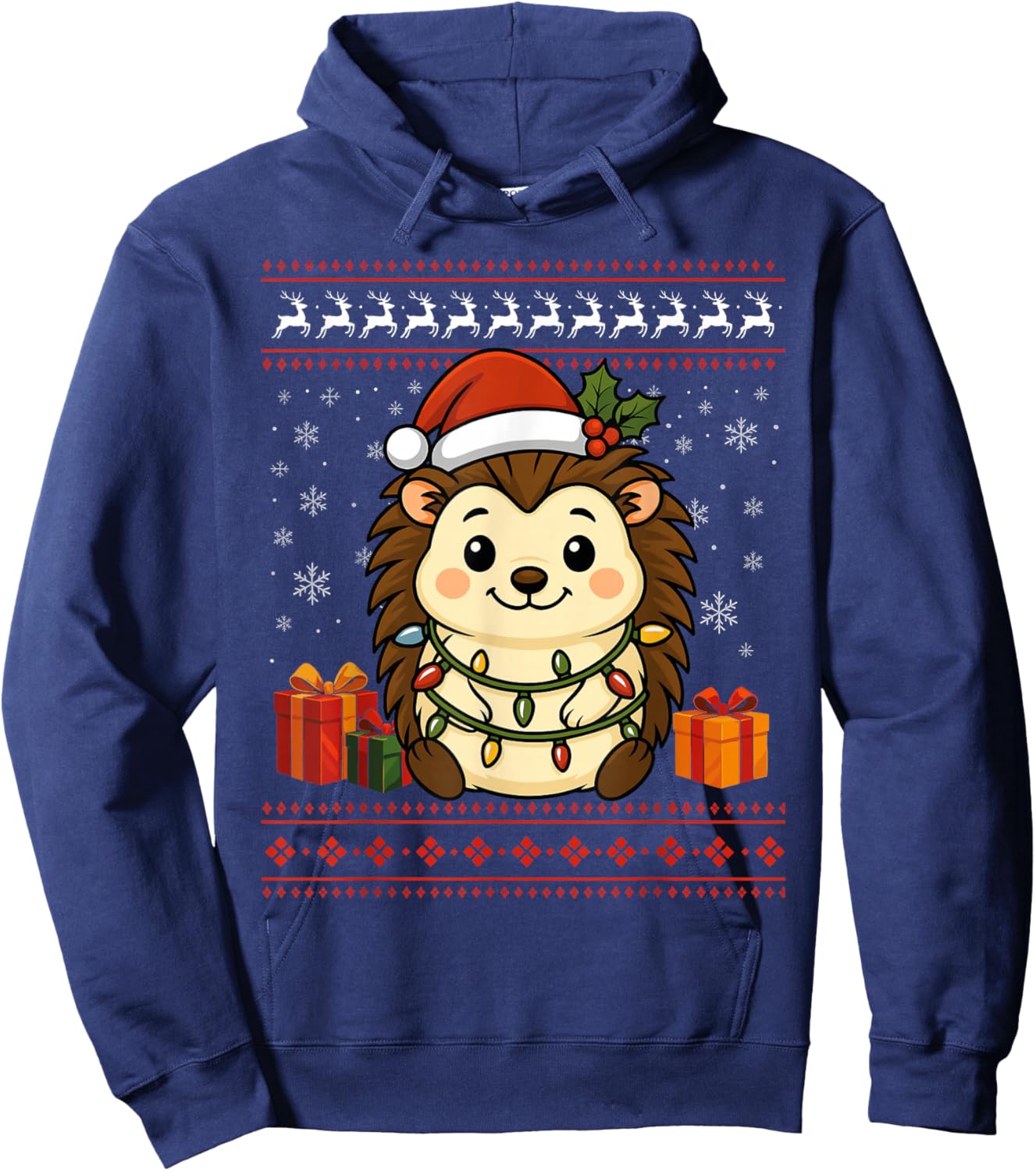 Hedgehog Ugly Christmas Jumper Hedgehog Hoodie - Hoodie | Navy