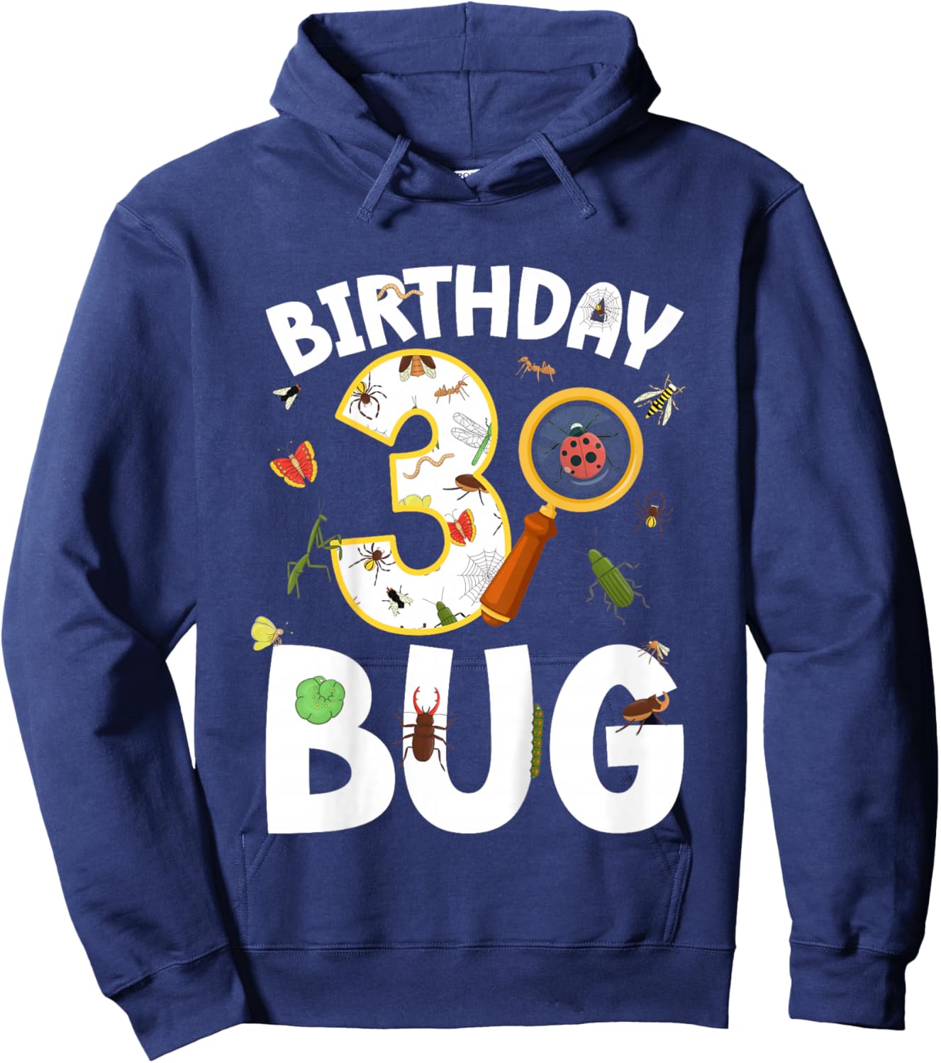 3rd Bug Birthday Party 3 Year Old Bugs Birthday Hoodie - Hoodie | Navy