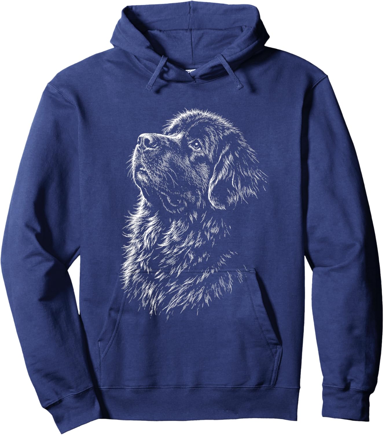 Portrait de Chien Terre-Neuve Noir et Blanc Hoodie - Hoodie | Navy
