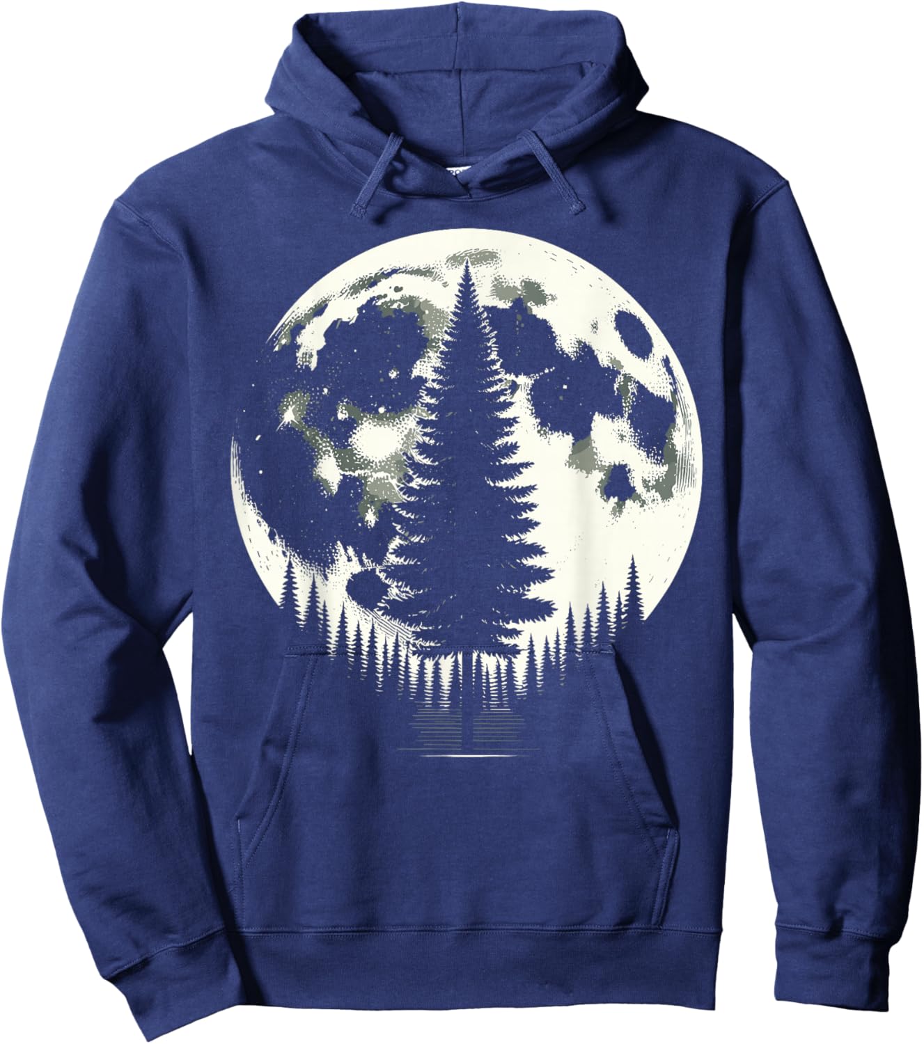 Retro Moon Nature Forest Trees Outdoor Hoodie - Hoodie | Navy