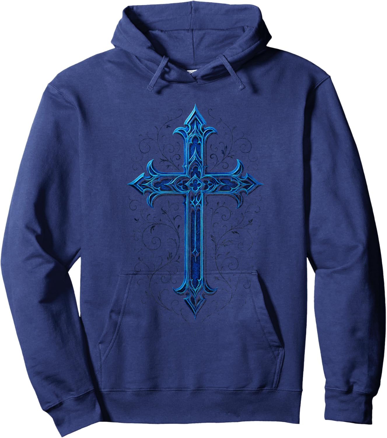 Cross - Gothic Grunge Y2K Emo Alt Style Hoodie - Hoodie | Navy