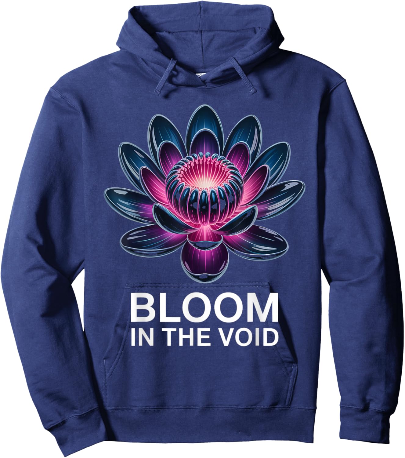 Bioluminescent Flower Space Noir Aesthetic Hoodie - Hoodie | Navy