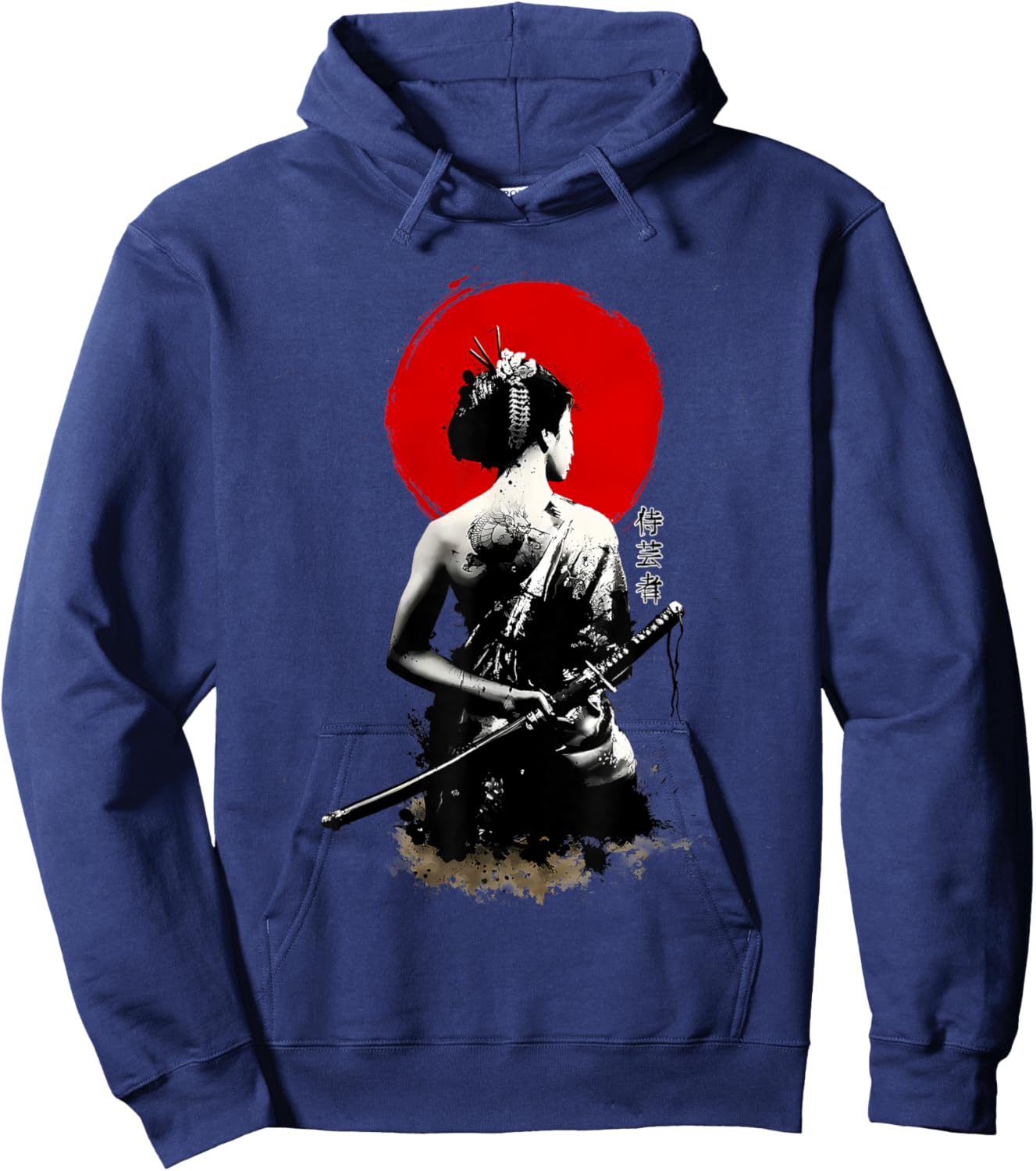 Japanese Geisha Samurai Art Print Hoodie - Hoodie | Navy