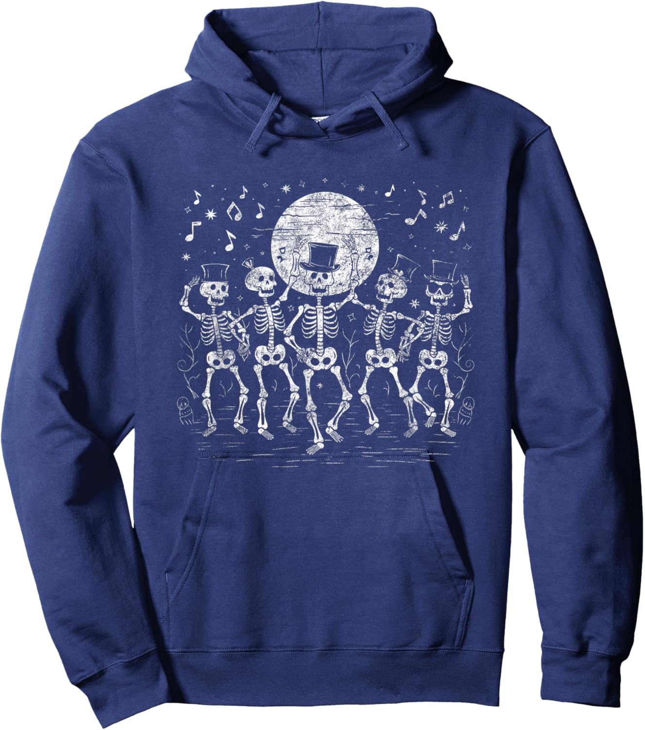 Dancing Skeletons Under Full Moon Night Fun Hoodie - Hoodie | Navy