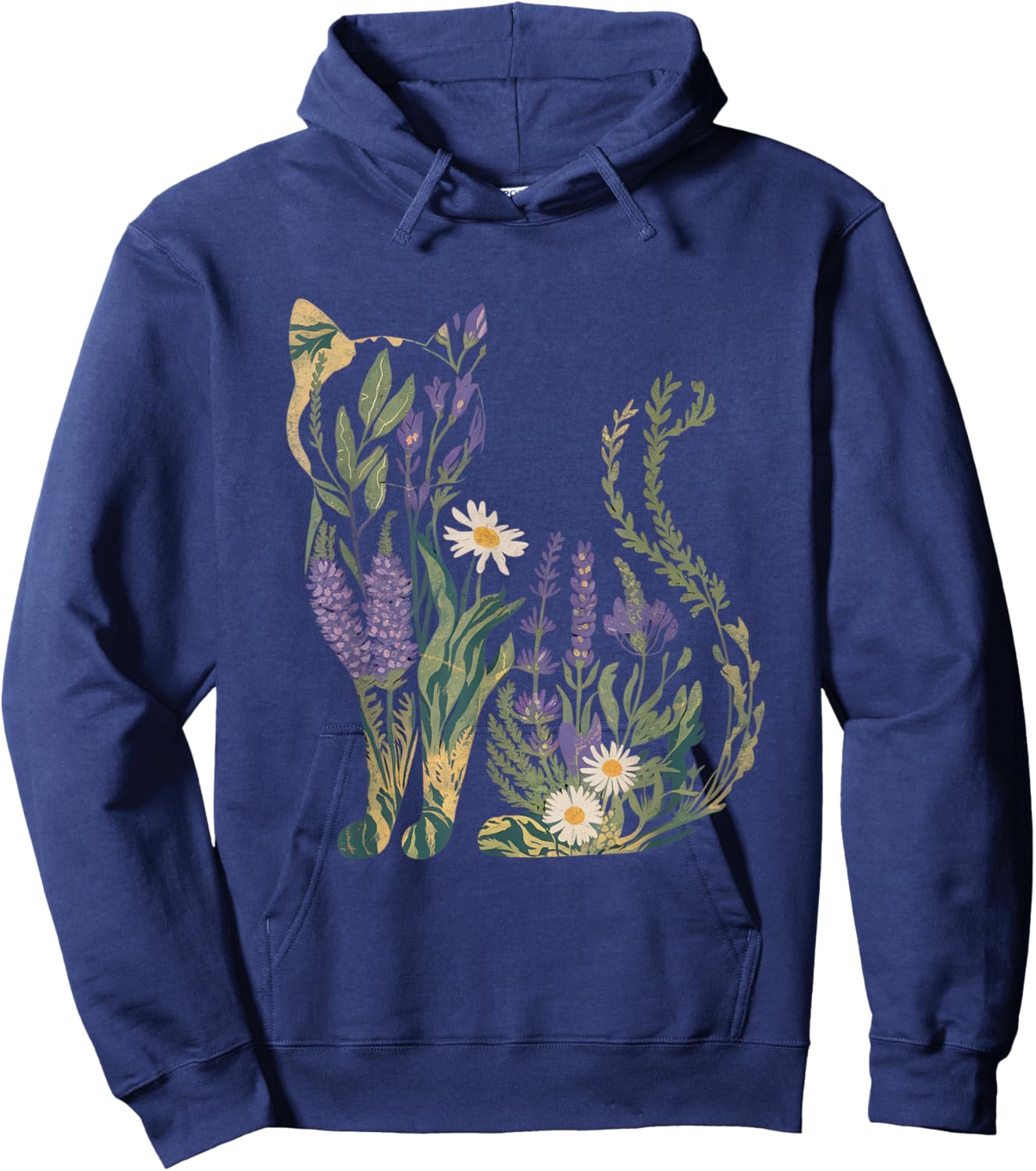 Boho Katze Pflanzen Damen Mädchen Herren Blumen Hoodie - Hoodie | Navy