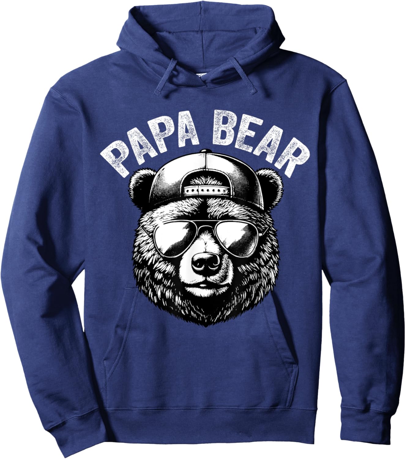 Papa Bear Face Grizzly Fathers Day Bear Lover Hoodie - Hoodie | Navy