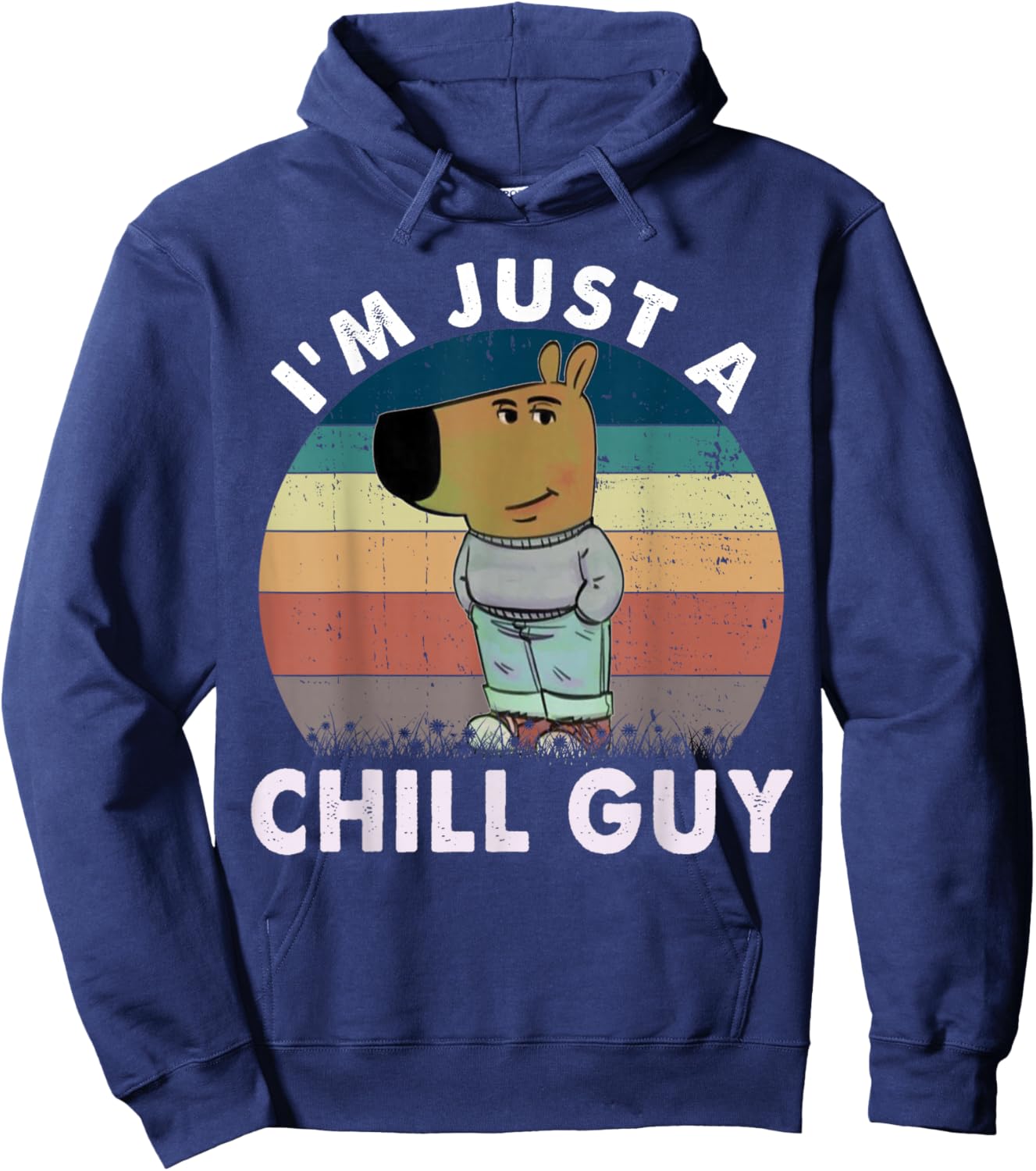 Vintage I'm Just A Chill Guy Funny Meme Hoodie - Hoodie | Navy