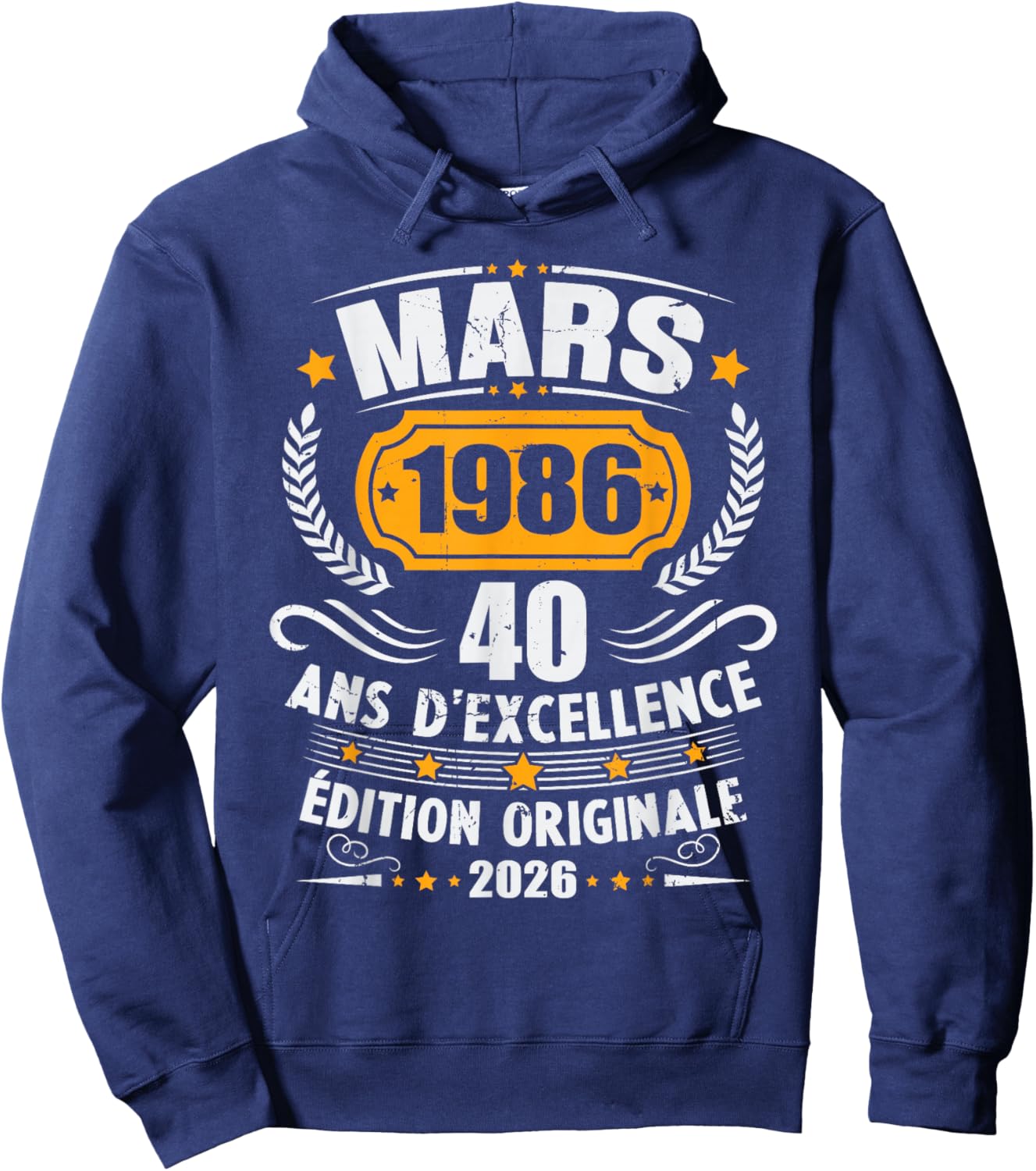 Vintage March 1986 40th Birthday Gift Man Woman Hoodie - Hoodie | Navy