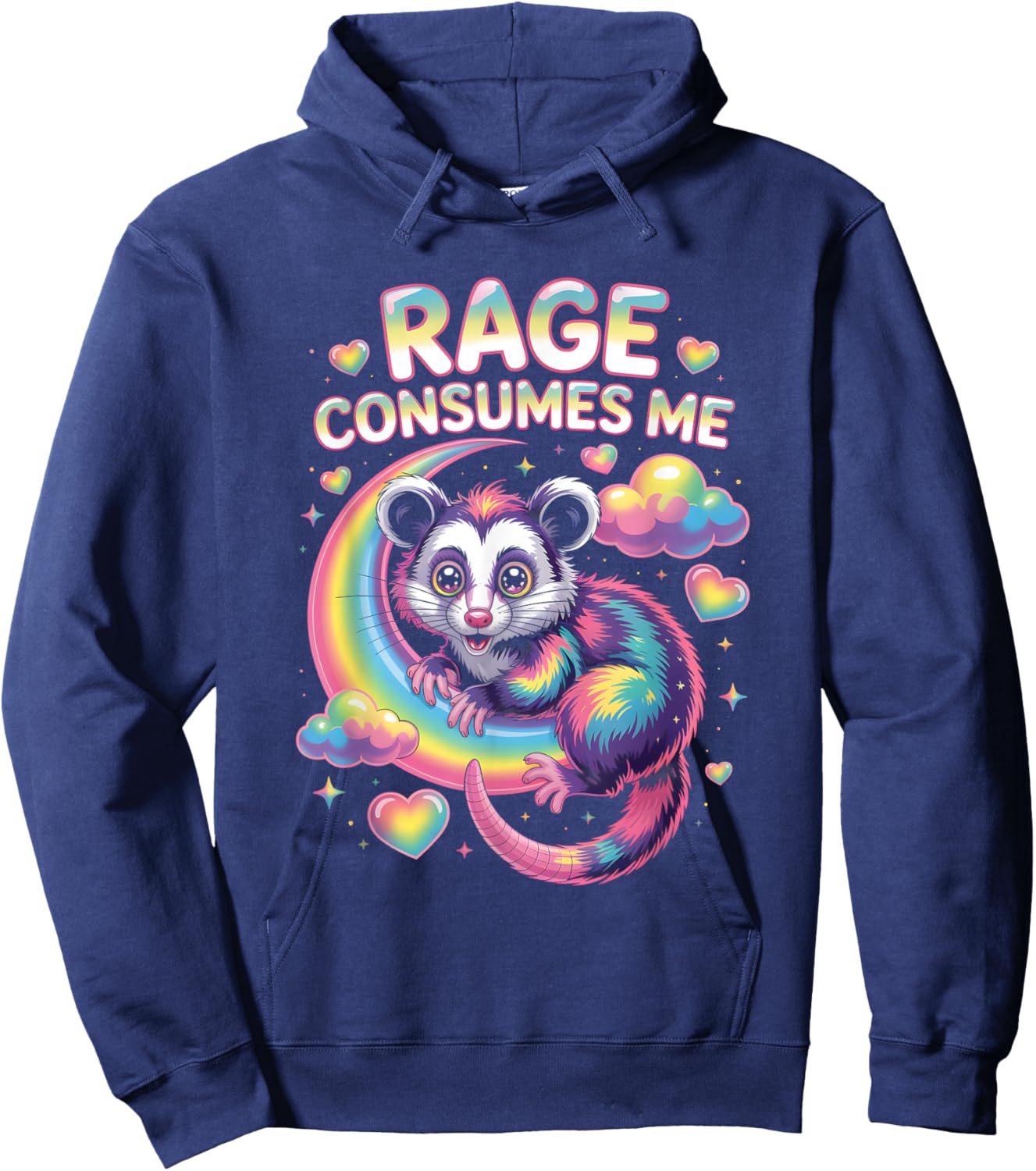 Cute Possum Rage Consumes Me T Shirt Hoodie - Hoodie | Navy