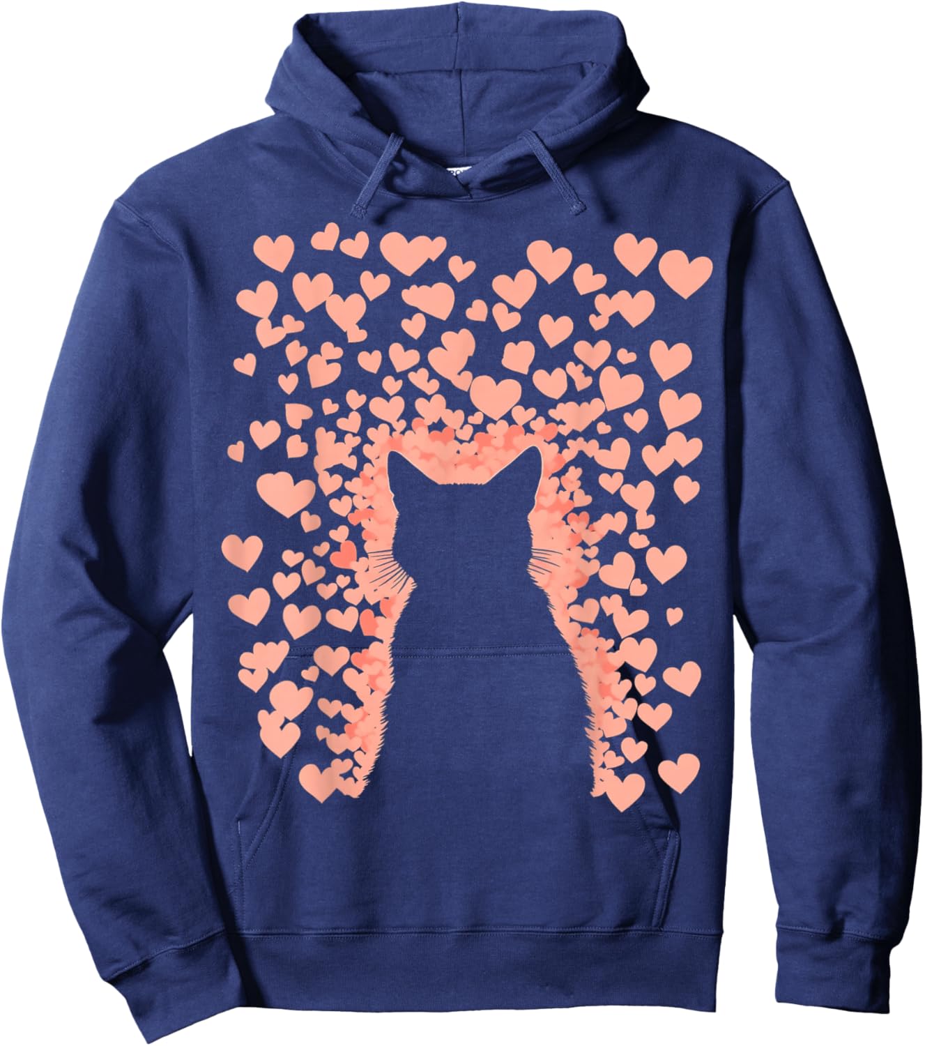 Valentines Day Cat Valentine Hoodie - Hoodie | Navy