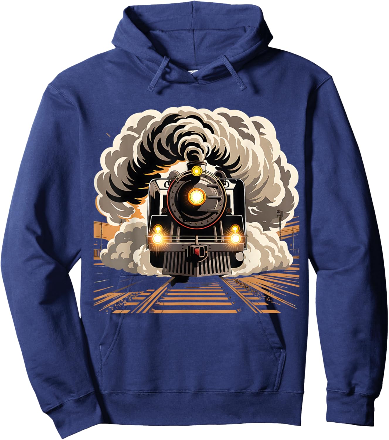 Vintage Funny Steam Train Locomotive Hoodie - Hoodie | Navy