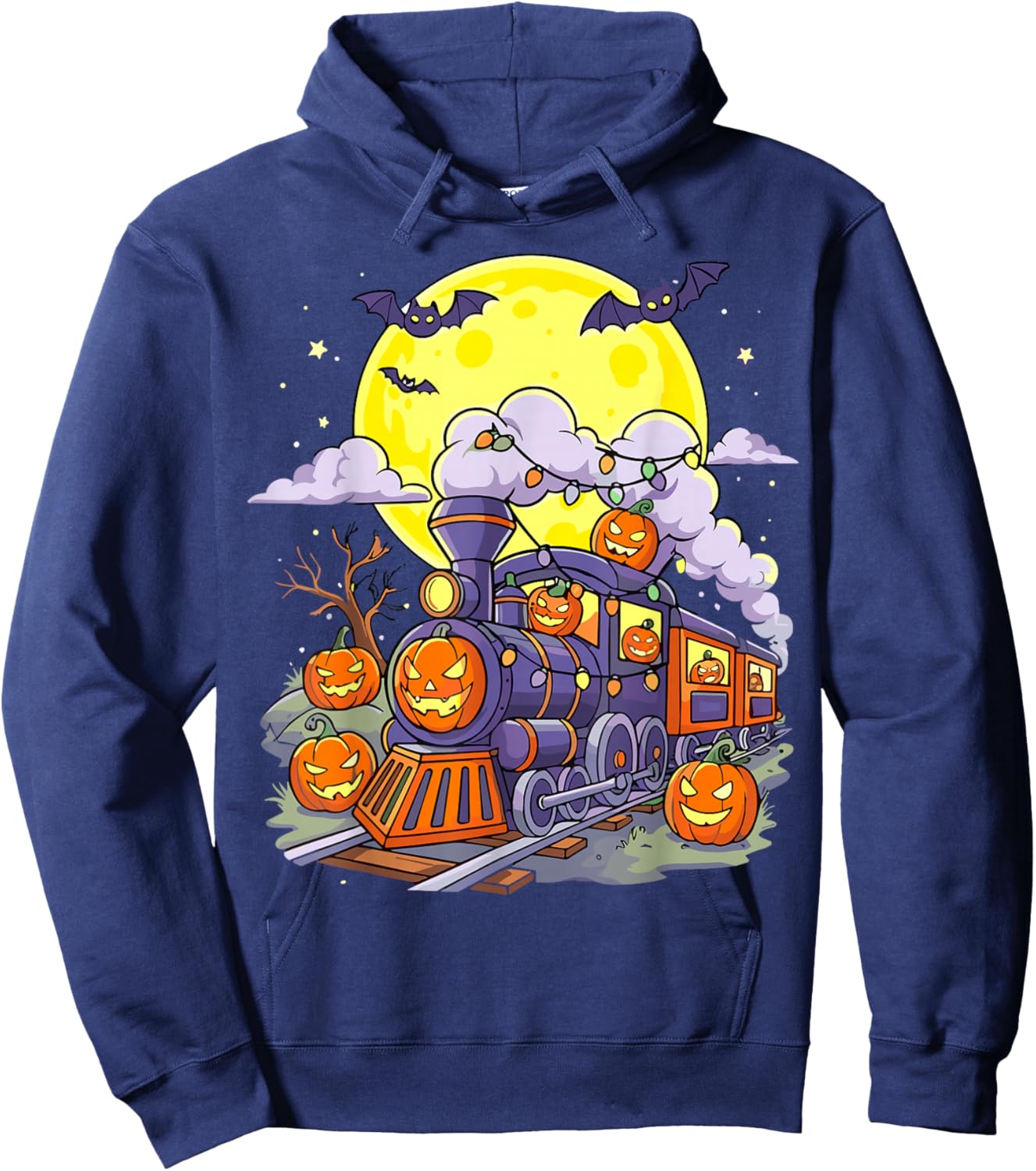 Halloween Pumpkin Boys Train Hoodie - Hoodie | Navy