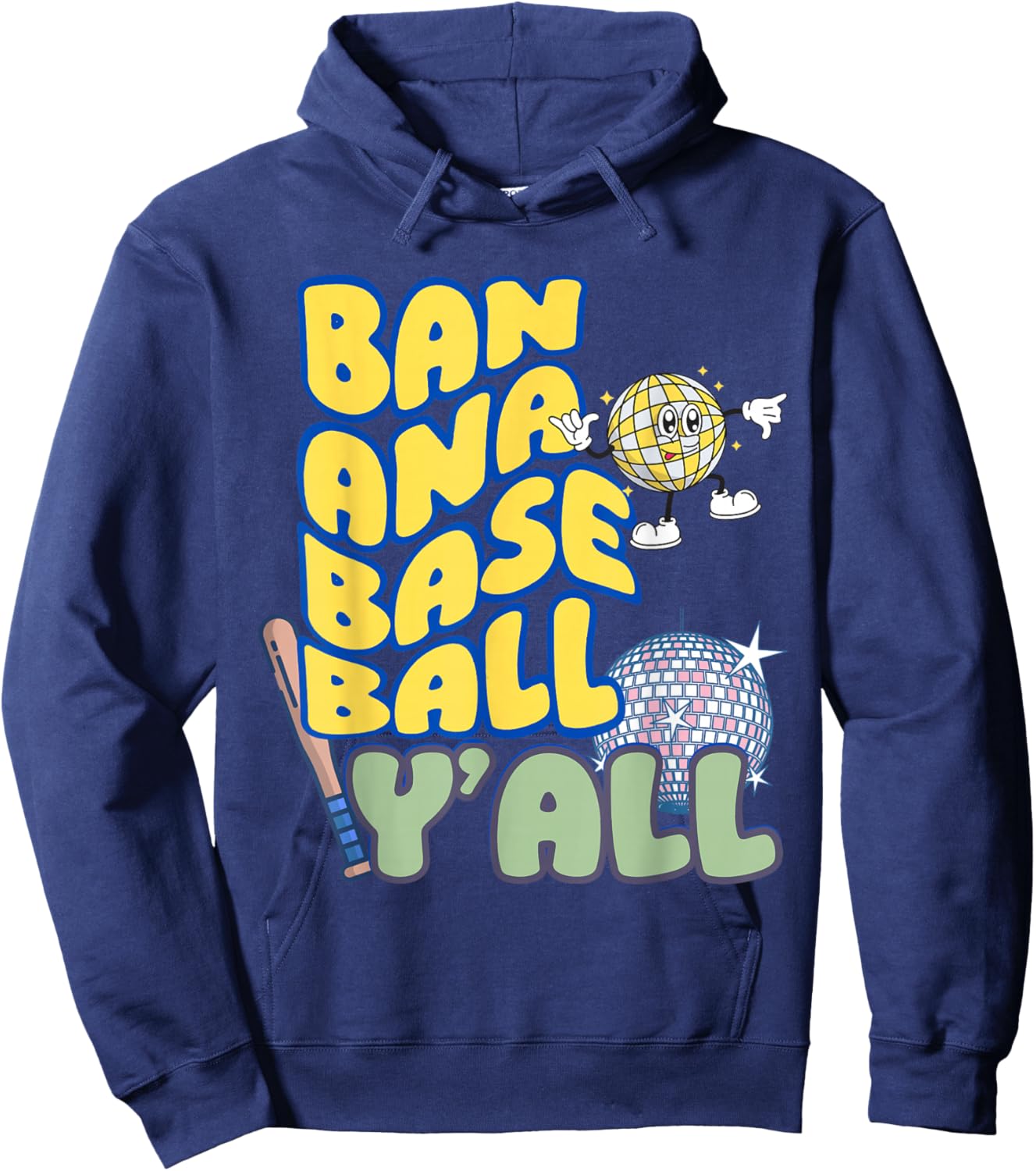 Banana Baseball Y'all Baseball Disco Hoodie - Hoodie | Navy