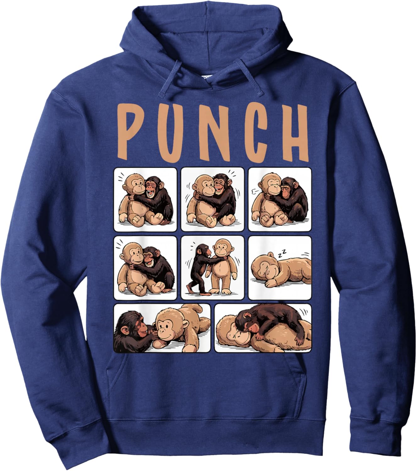 Cute Monkey Punch Hoodie - Hoodie | Navy