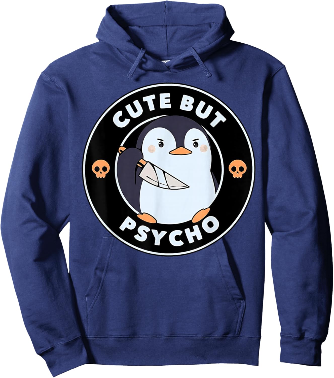 Cute But Psycho Penguin Knife Hoodie - Hoodie | Navy