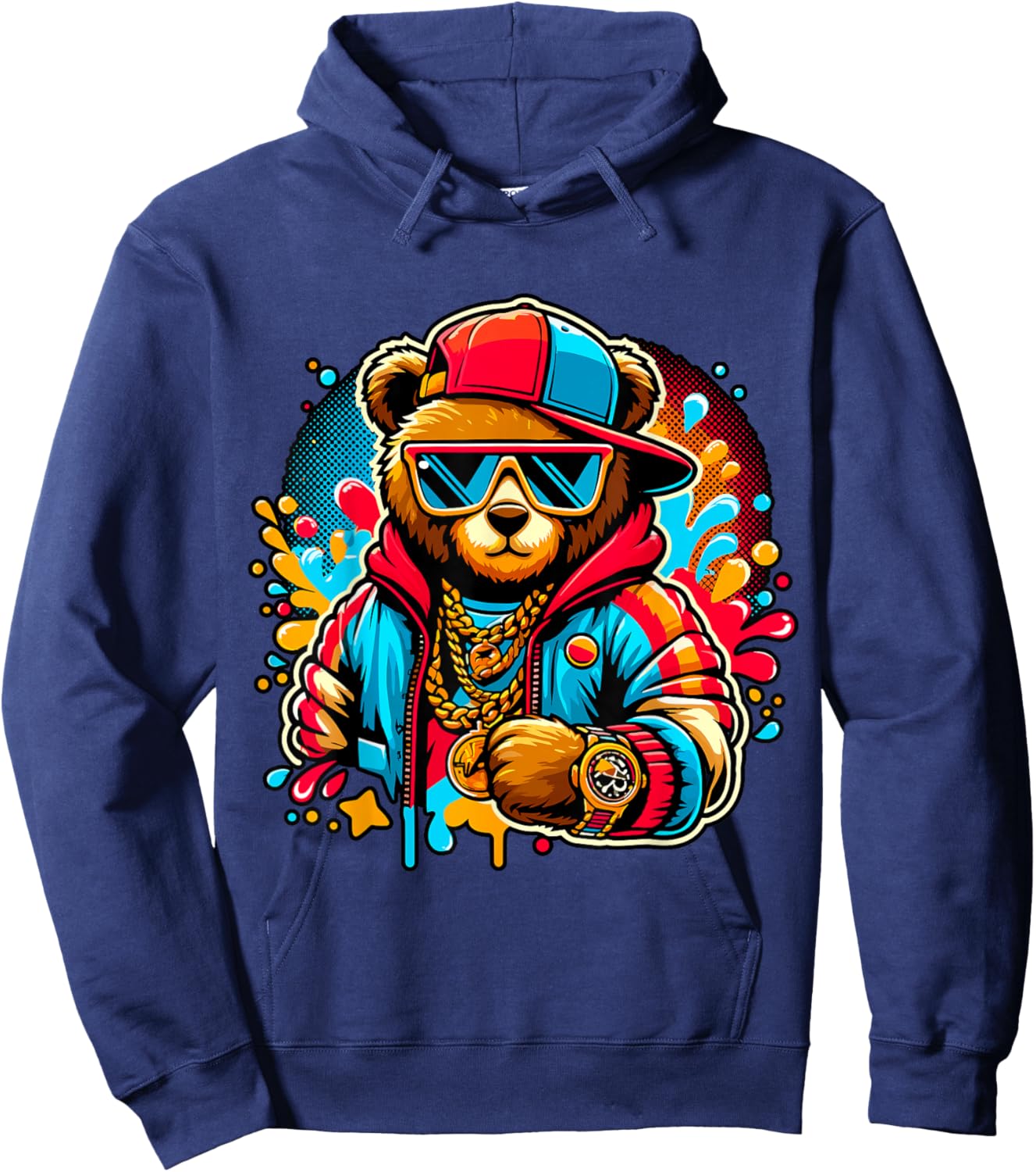 Cool Hip Hop Teddy Bear Hoodie - Hoodie | Navy