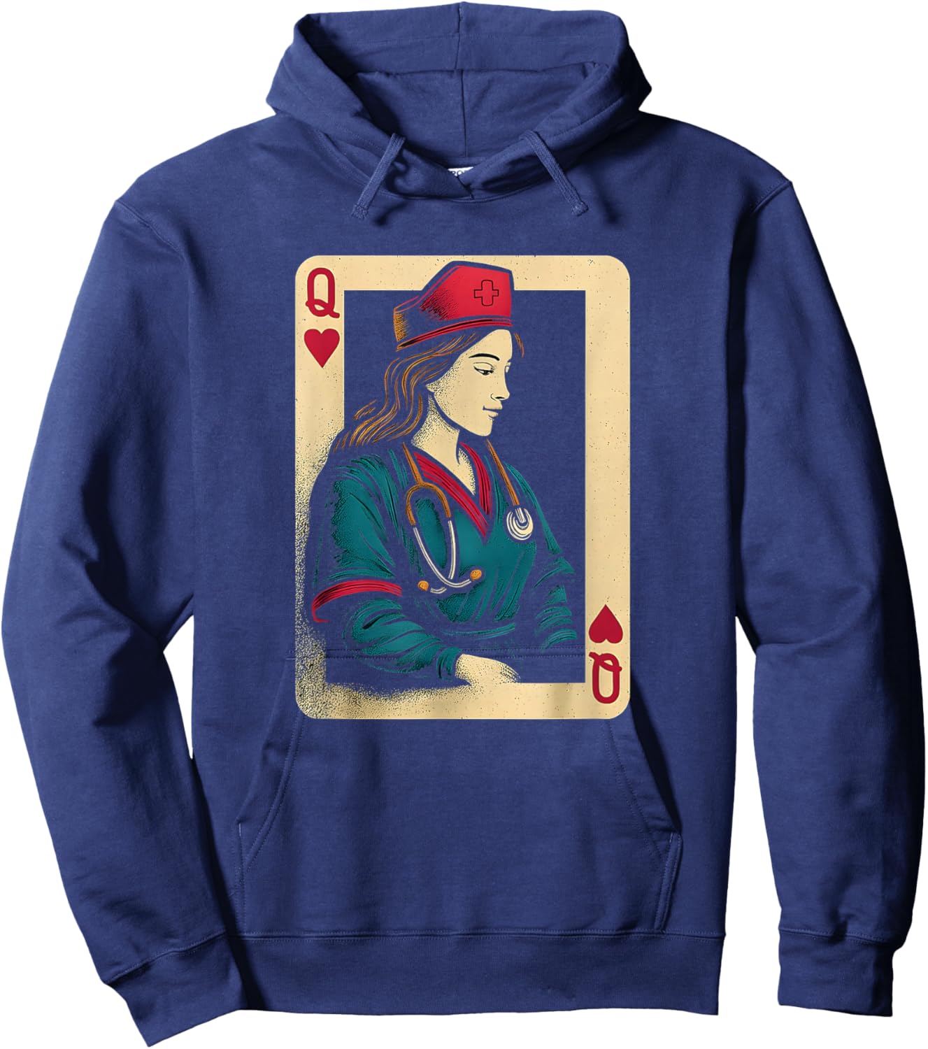 Queen of Heart Nurse Doctor Playing Card Hoodie - Hoodie | Navy