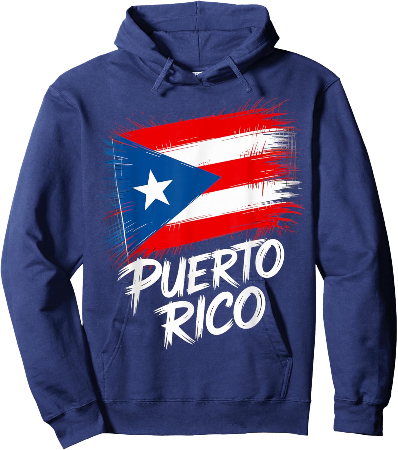 Artistic Puerto Rico Flag Paint Brush Graphic Hoodie - Hoodie | Navy