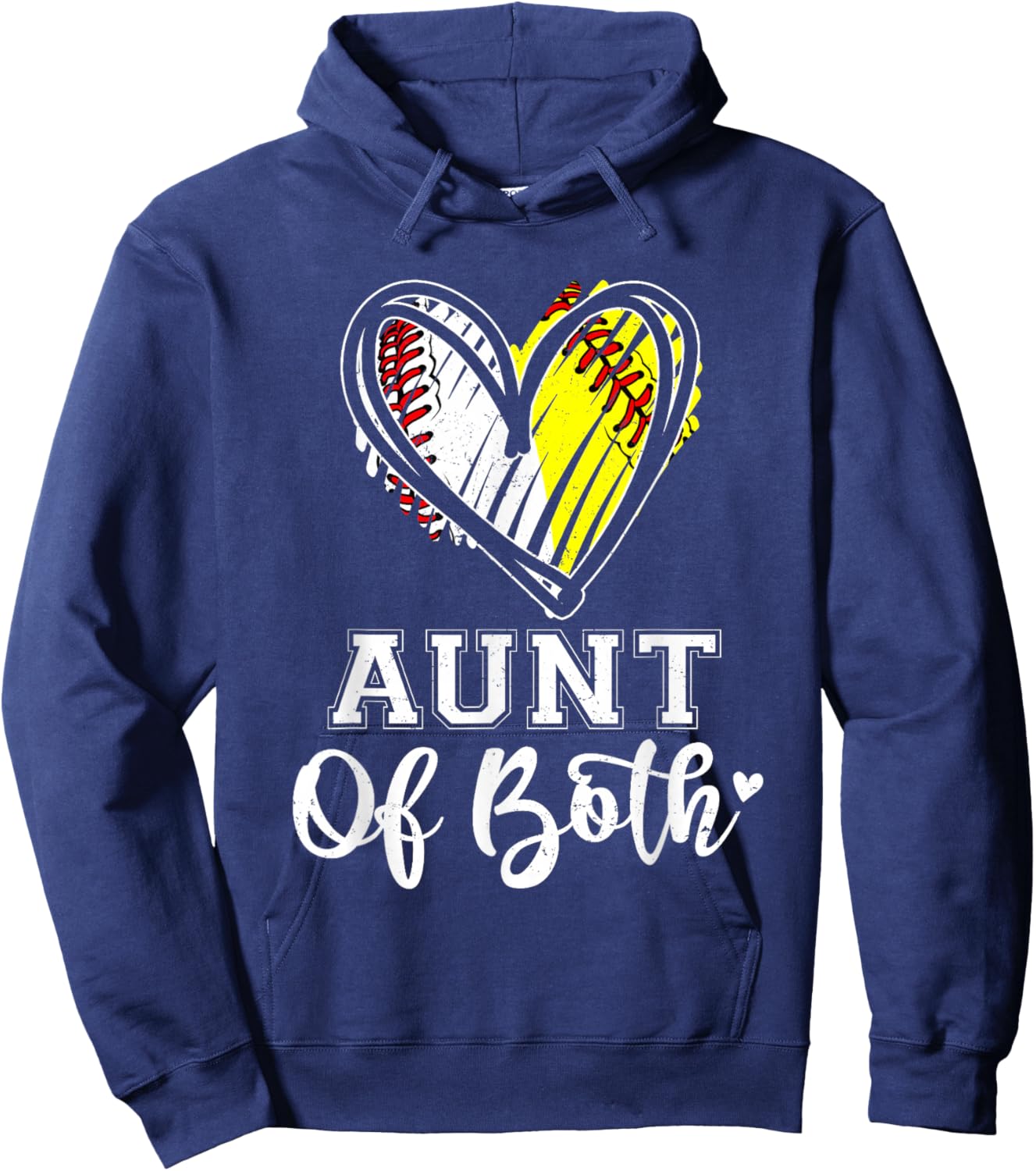 Aunt Of Both Baseball Softball Aunt Mothers Day Hoodie - Hoodie | Navy