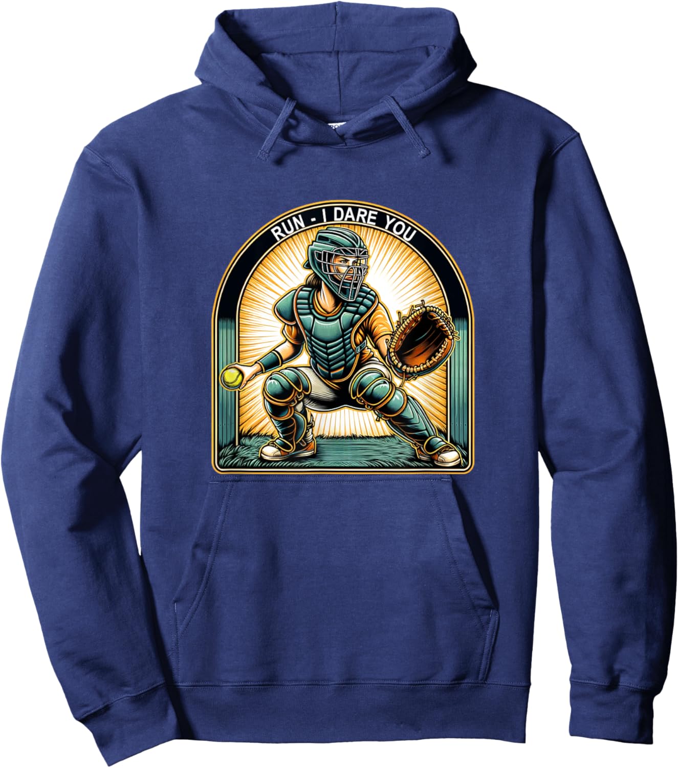 Run - I Dare You - Softball Catcher Hoodie - Hoodie | Navy
