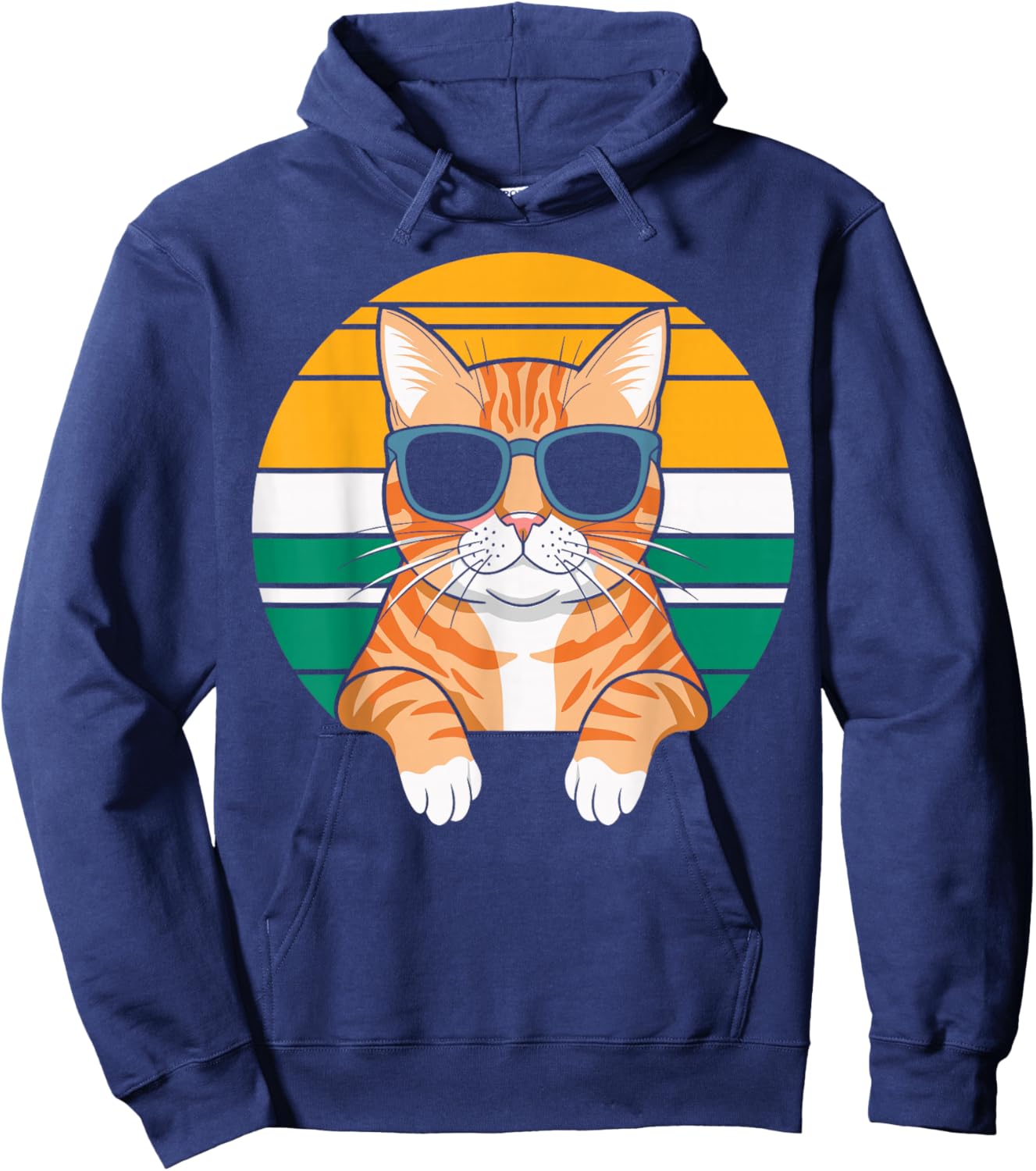 Orange Tabby Cat With Sunglasses Orange Cat Hoodie - Hoodie | Navy