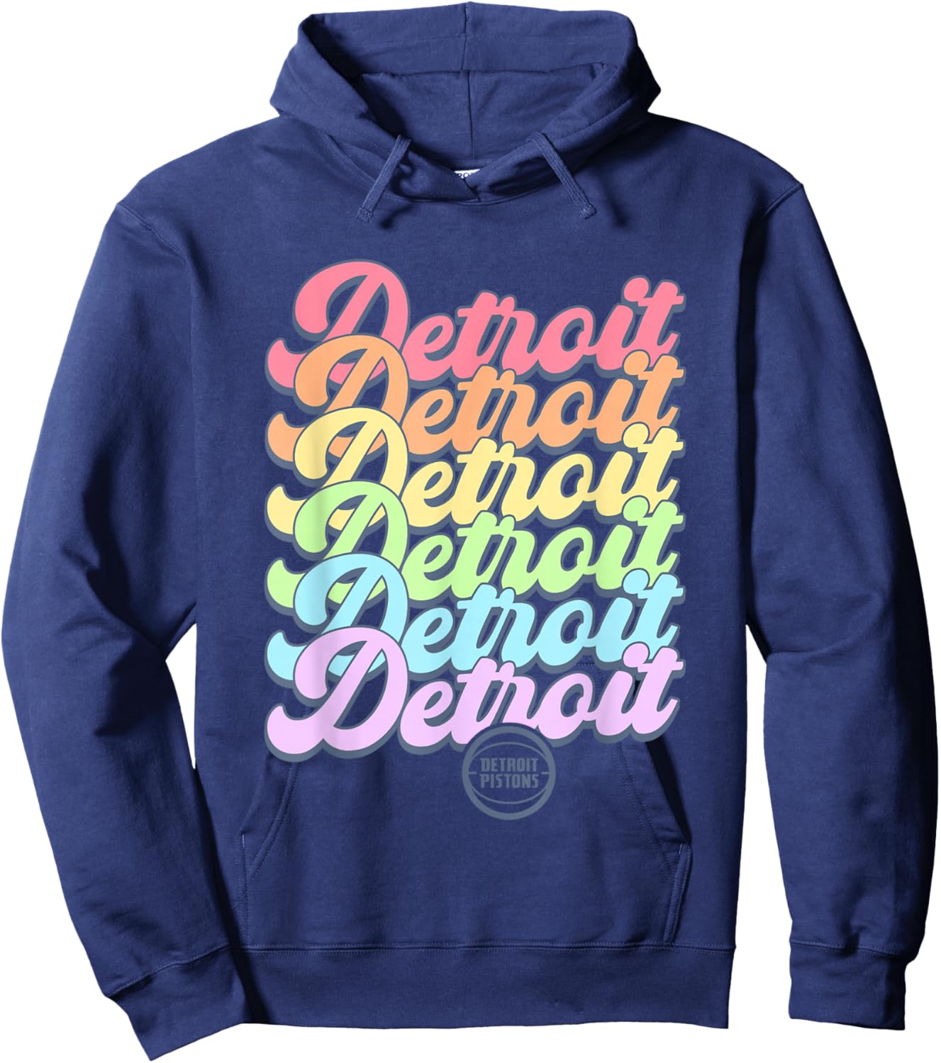 NBA Detroit Pistons Pastel Rainbow Pride Stack Hoodie - Hoodie | Navy