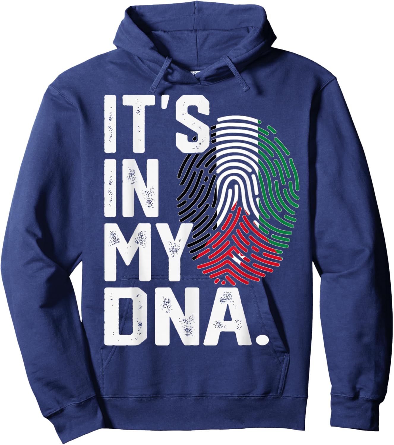 Jordan Roots Flag Fingerprint Graphic Patriotic Hoodie - Hoodie | Navy