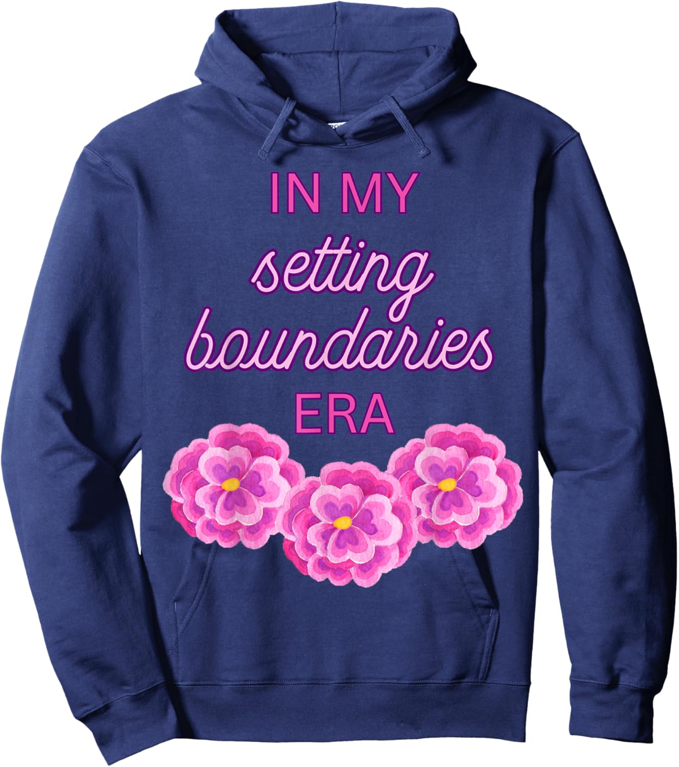 In My Setting Boundaries Era - Pink Flowers Hoodie - Hoodie | Navy