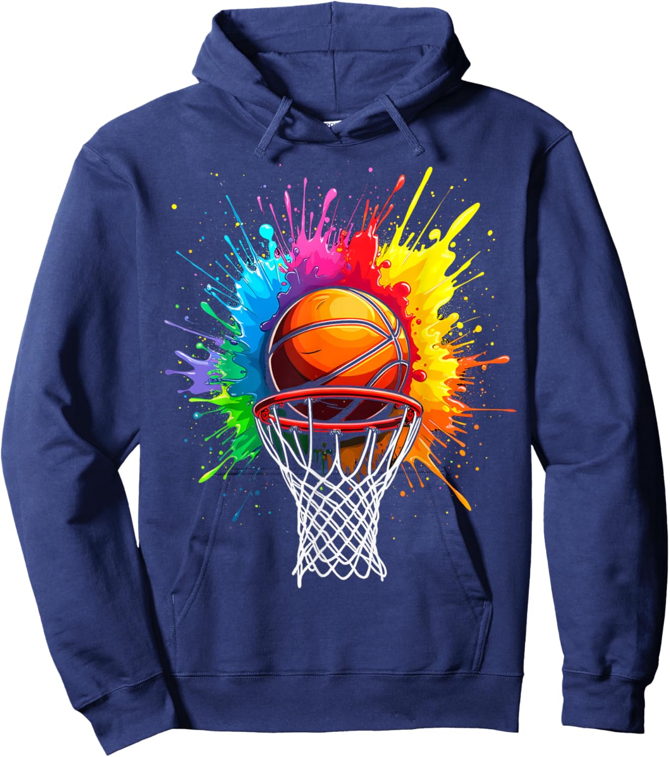 Basketball Hoop Color Art Hoodie - Hoodie | Navy