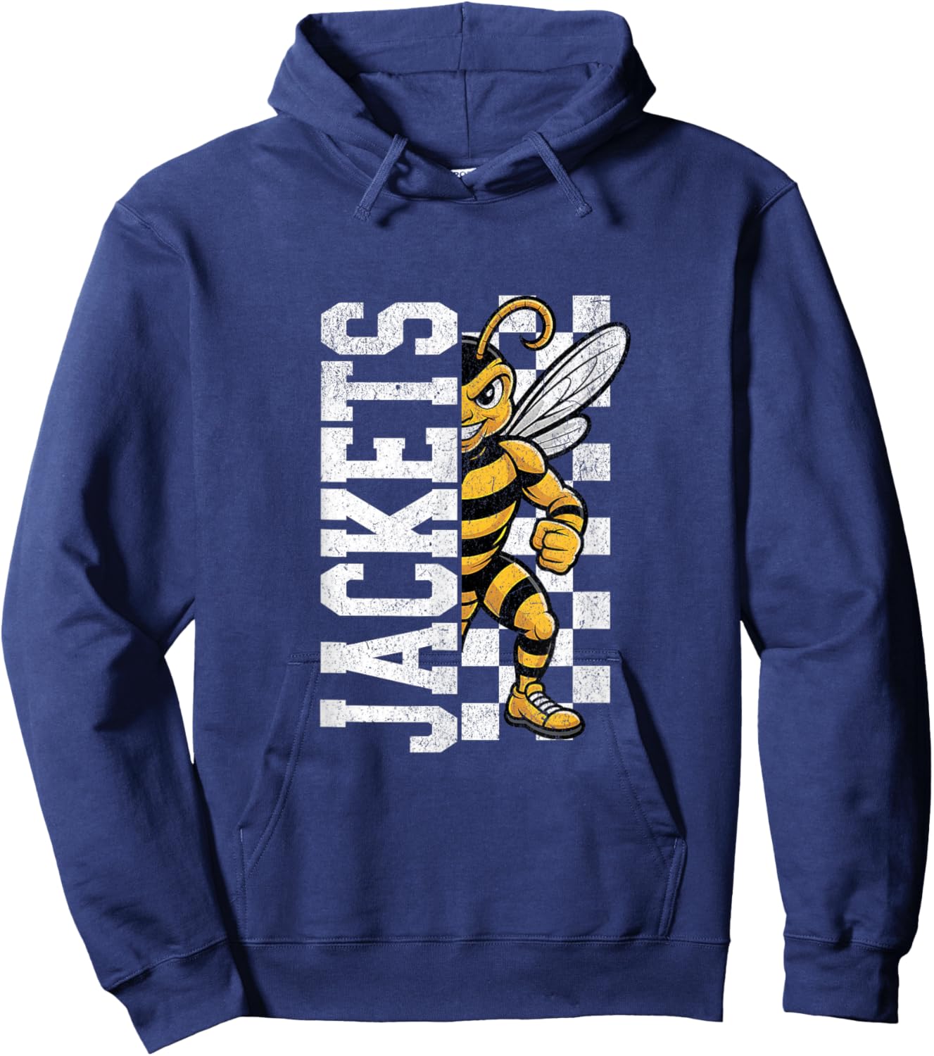 Fierce Yellow Jacket Half Mascot Design Hoodie - Hoodie | Navy