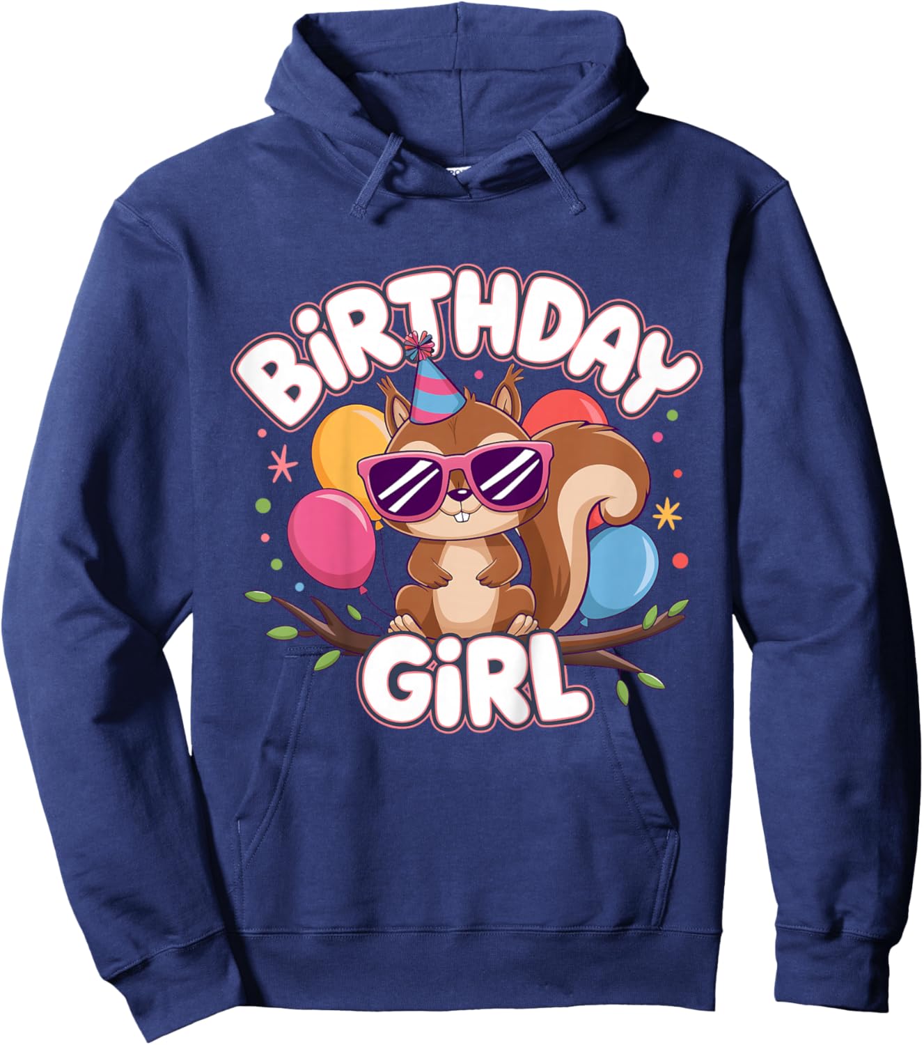 Kids Birthday Girl Squirrel Kids Hoodie - Hoodie | Navy