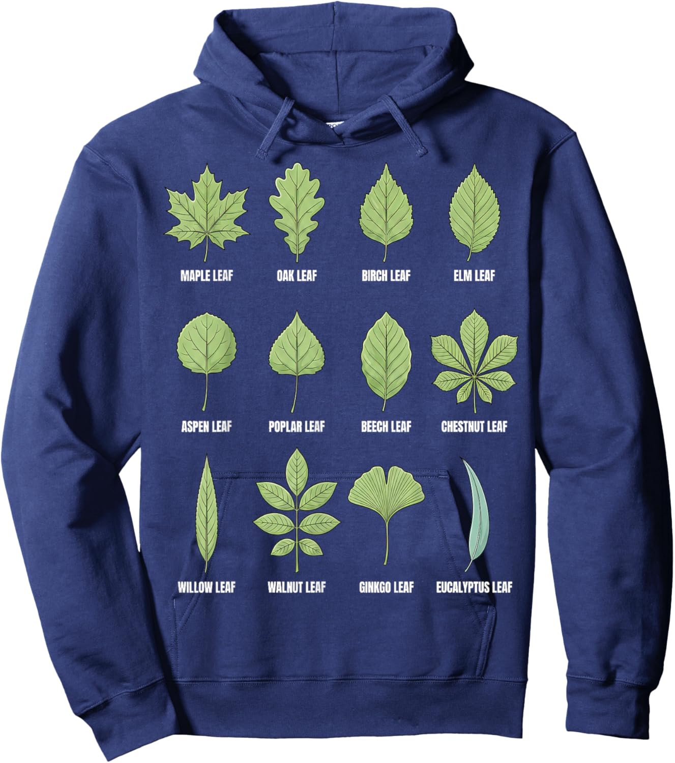 Types of Tree Leaves Botanical Chart Hoodie - Hoodie | Navy