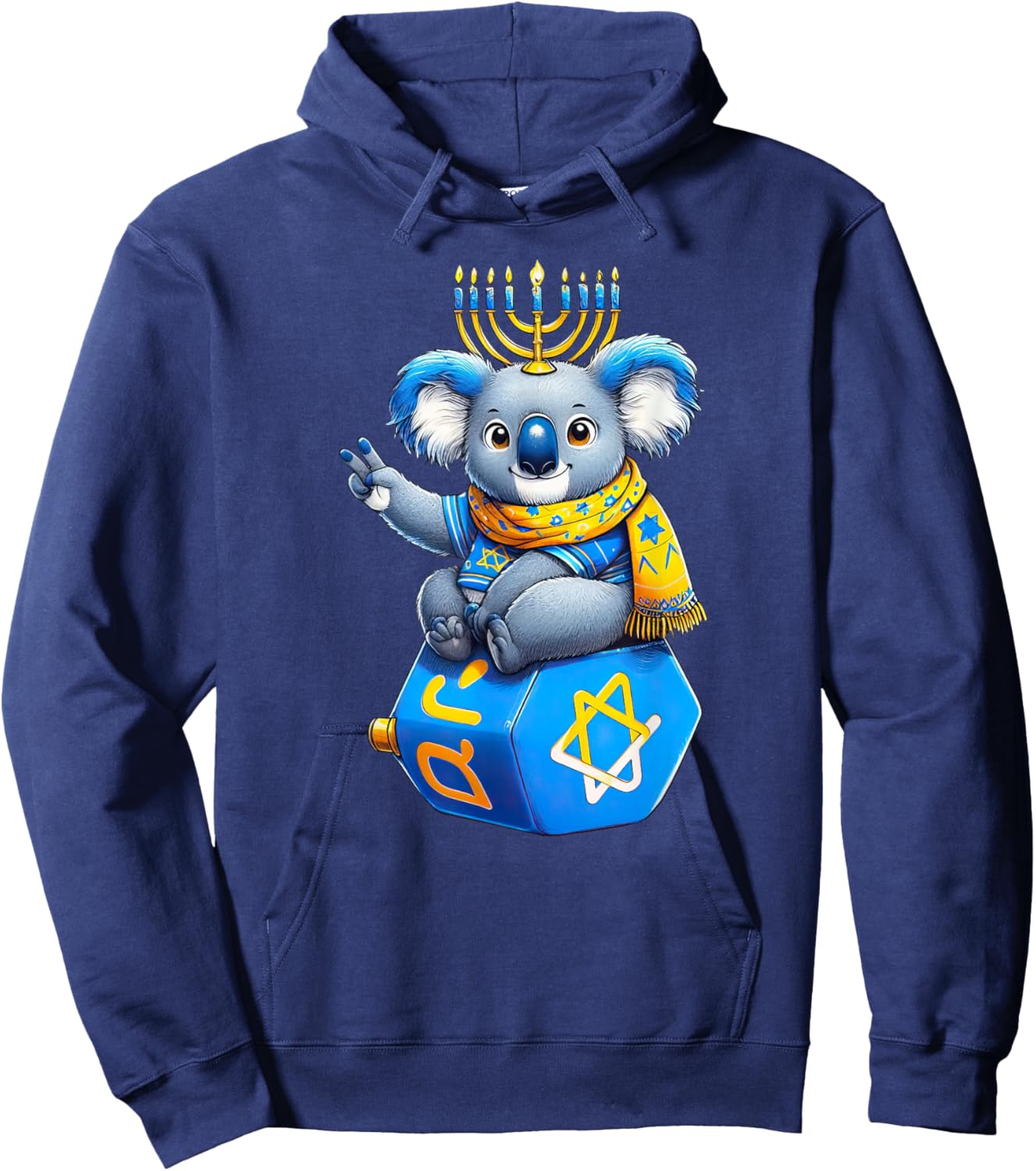 Koala Menorah Dreidel Jewish Hanukkah Kids Hoodie - Hoodie | Navy