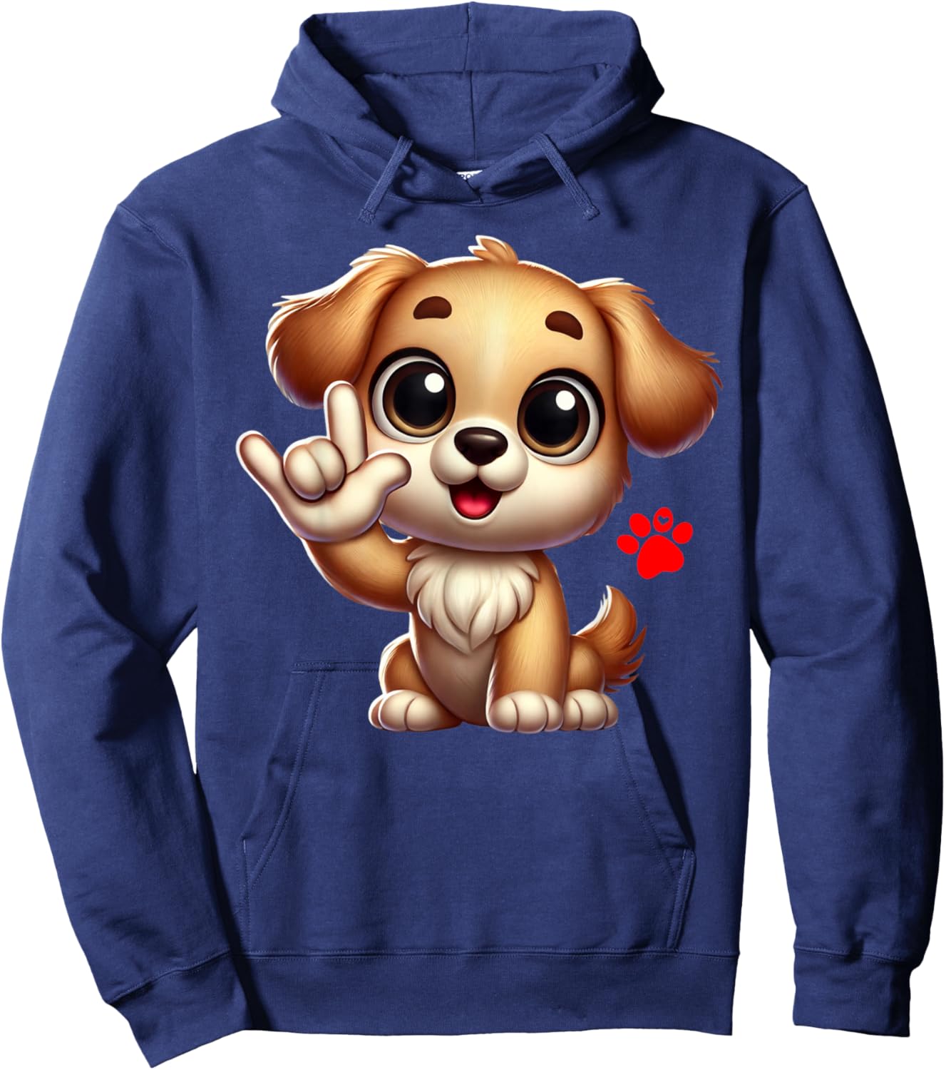 Cute Puppy Love You Sign Language ASL Dog Lover Hoodie - Hoodie | Navy