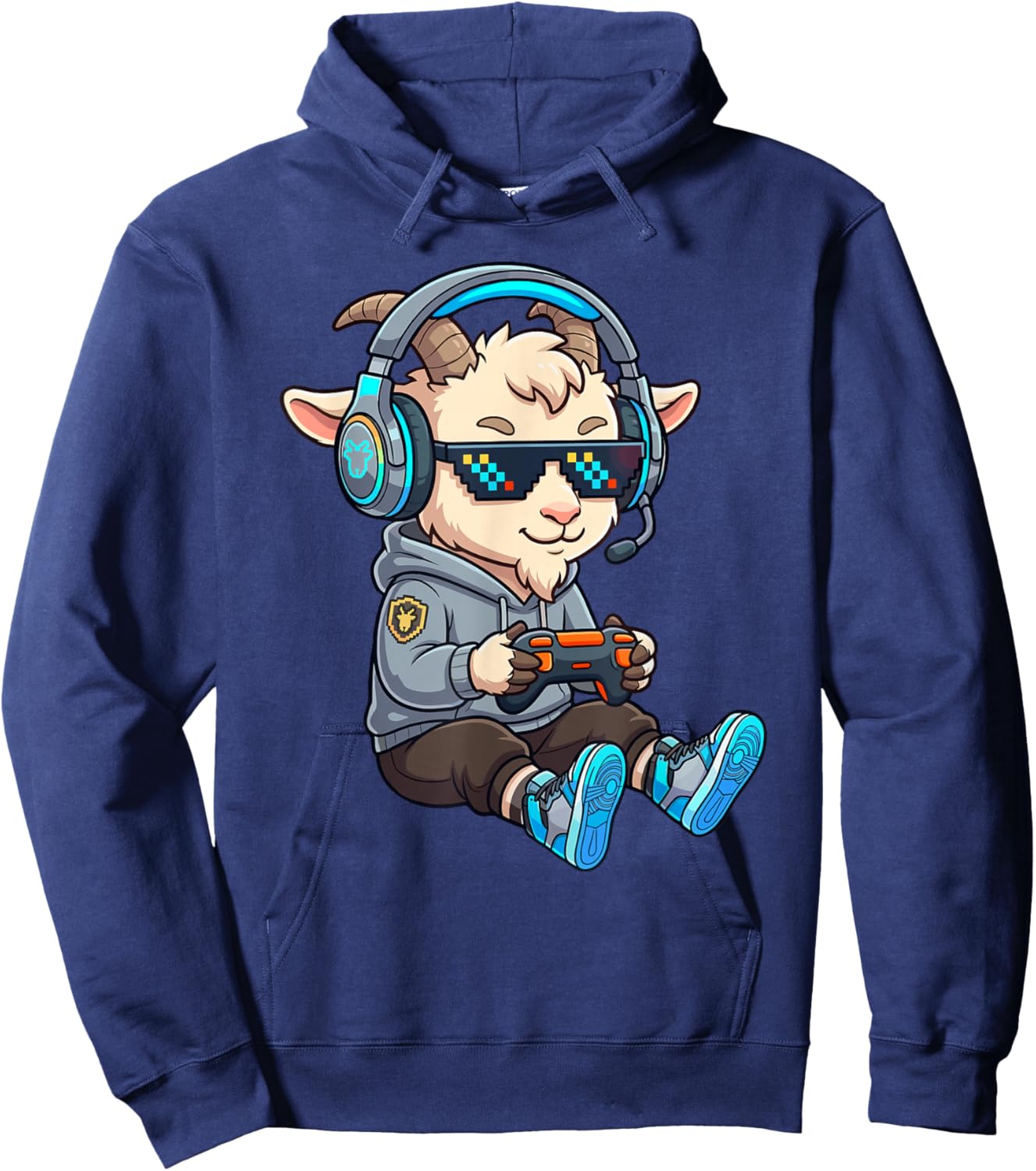 Goat Video Games Gamer Funny Goat Hoodie - Hoodie | Navy
