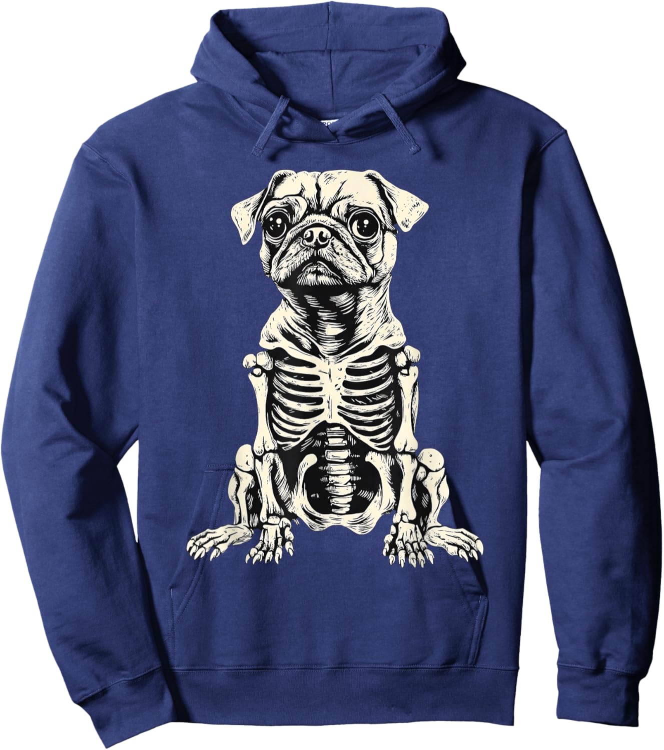 Dog Pug Skeleton Halloween Women Kids Hoodie - Hoodie | Navy