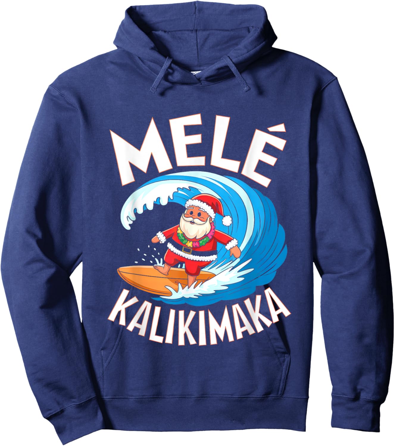 Mele Kalikimaka Surfing Santa Xmas Hoodie - Hoodie | Navy