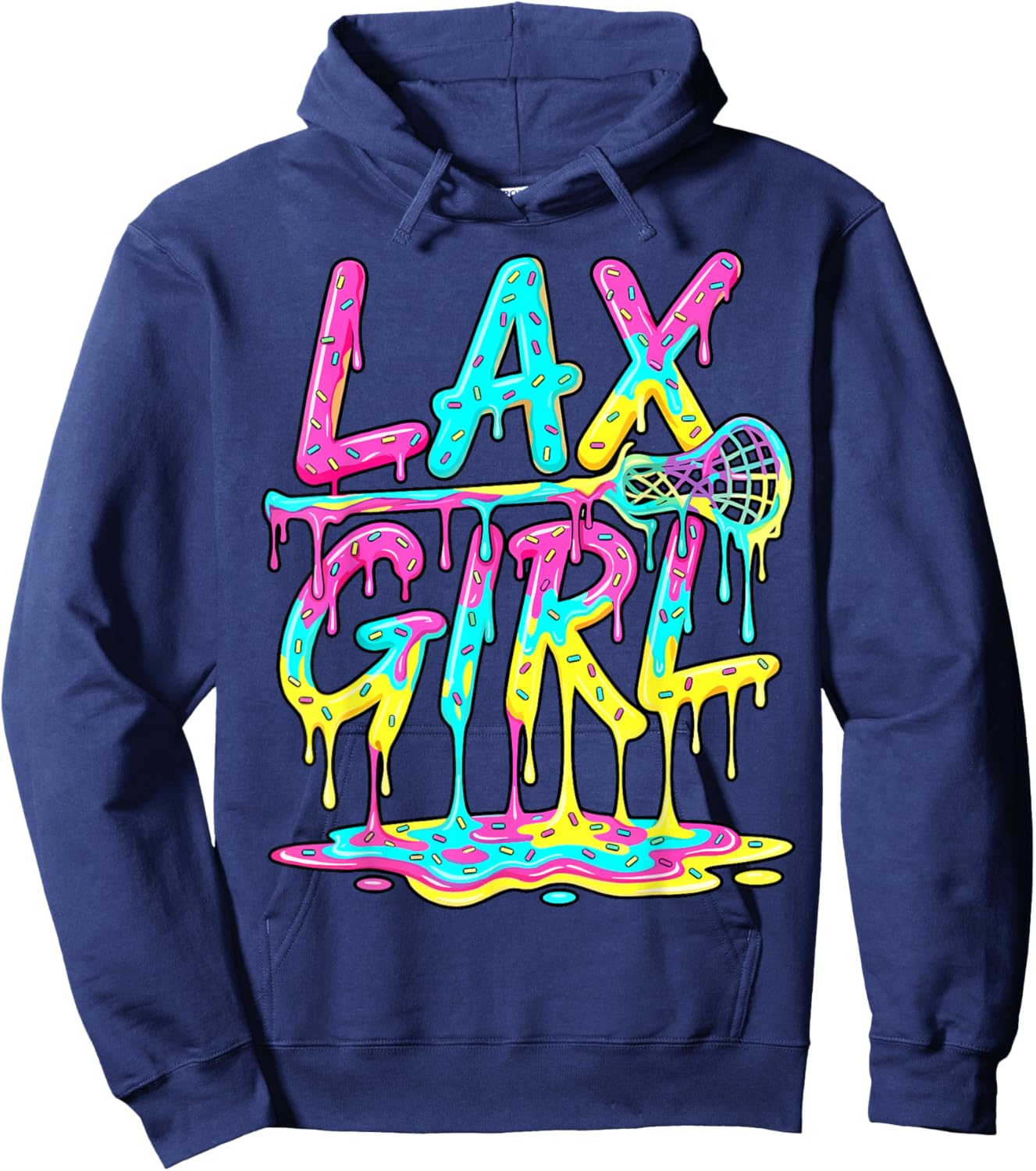 Lax Girl Lacrosse Ice Cream Funny Drip Hoodie - Hoodie | Navy