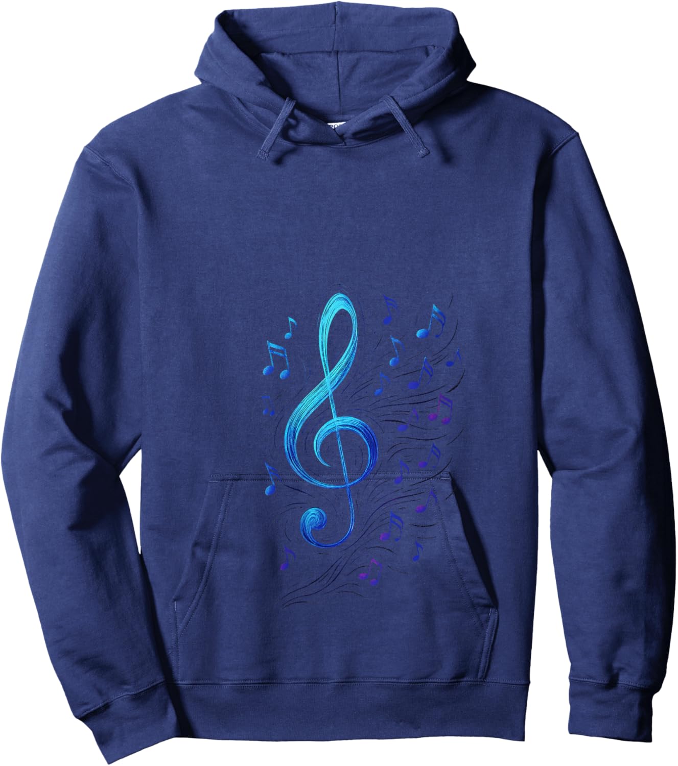 Treble Clef - Heart Music Note Love Art V-Neck Hoodie - Hoodie | Navy